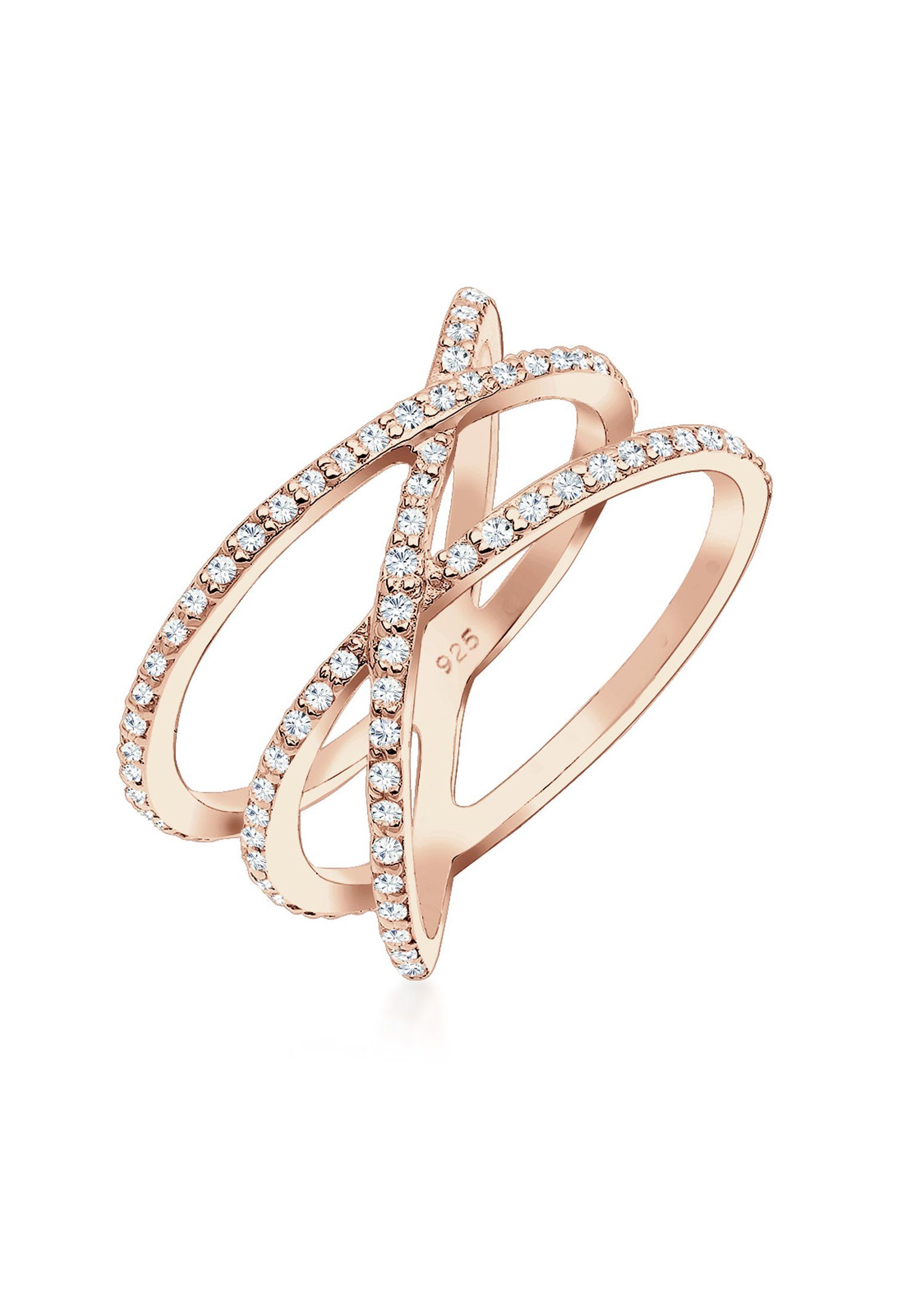 Verschlungen 925 Silber Rosegold Kristalle Elli Fingerring