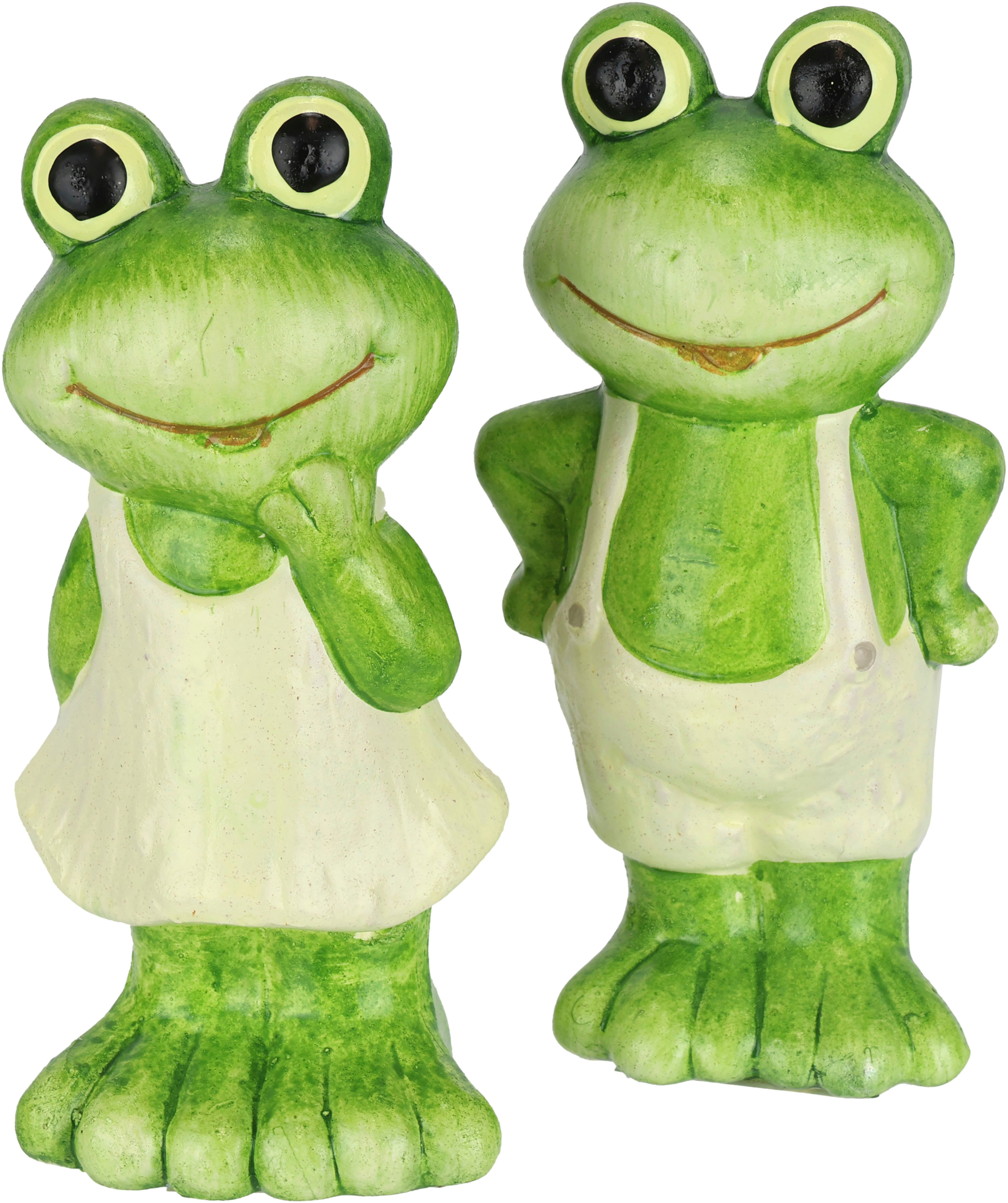 I.GE.A. Dekofigur Figur Frosch (2 St), Dekofigur Gartendeko Tierfigur Garten Deko Statue Gartenfigur