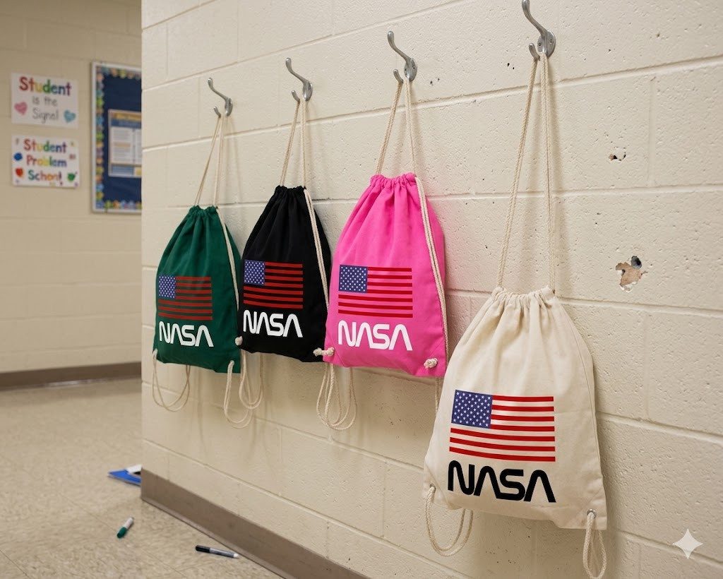 Blondie & Brownie Turnbeutel NasaUSA Turnbeutel NASA USA Flagge Print Freizeit Tasche Bag (Einzelartikel, Einzelartikel), NasaUSA_Beutel Weltraumflagge motiv