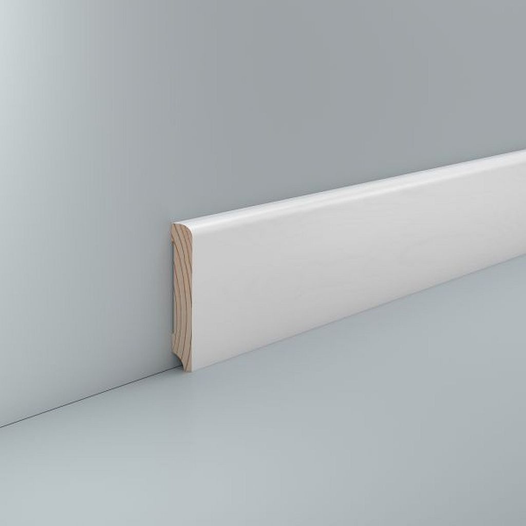 Südbrock Sockelleiste Sockelleiste weiß Holz 10 x 60 mm Kiefer lackiert RAL 9010 Fußleiste, L: 250 cm, H: 6 cm, 1-St.