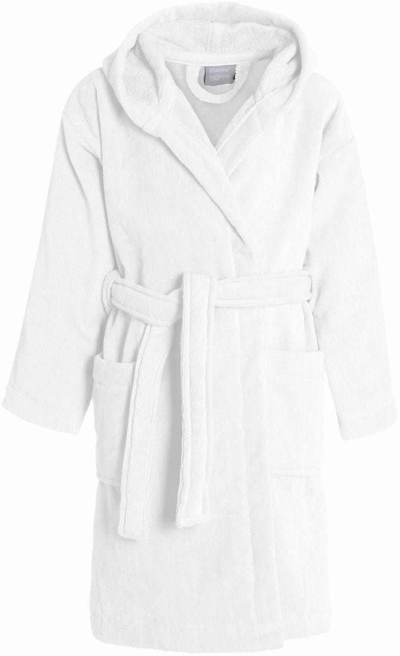 Seahorse Kinderbademantel Seahorse Pure, Langform, Velours, Kapuze, Gürtel, Langarm, aufgesetzte Taschen