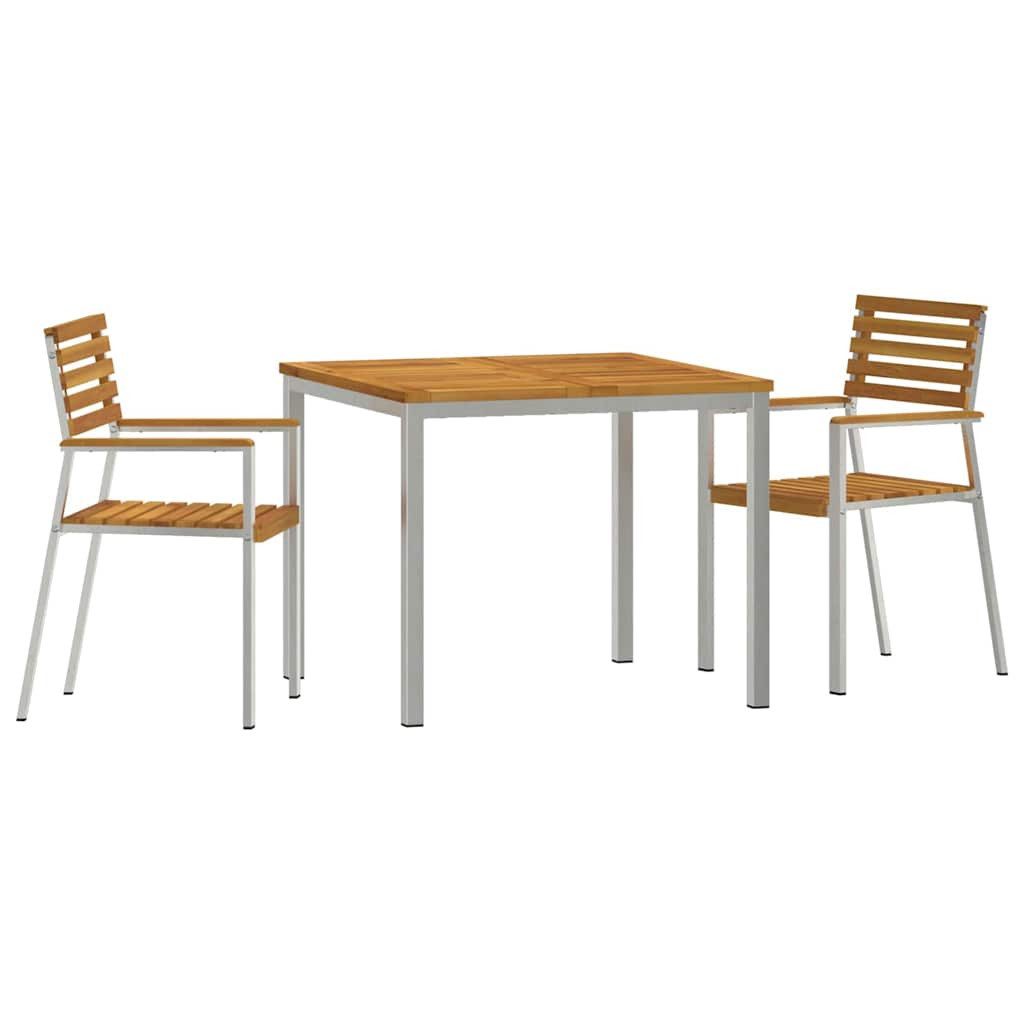 vidaXL Gartenlounge-Set Garten Essgruppe 3 stk. Massives nholz und Edelstahl, (3-tlg)