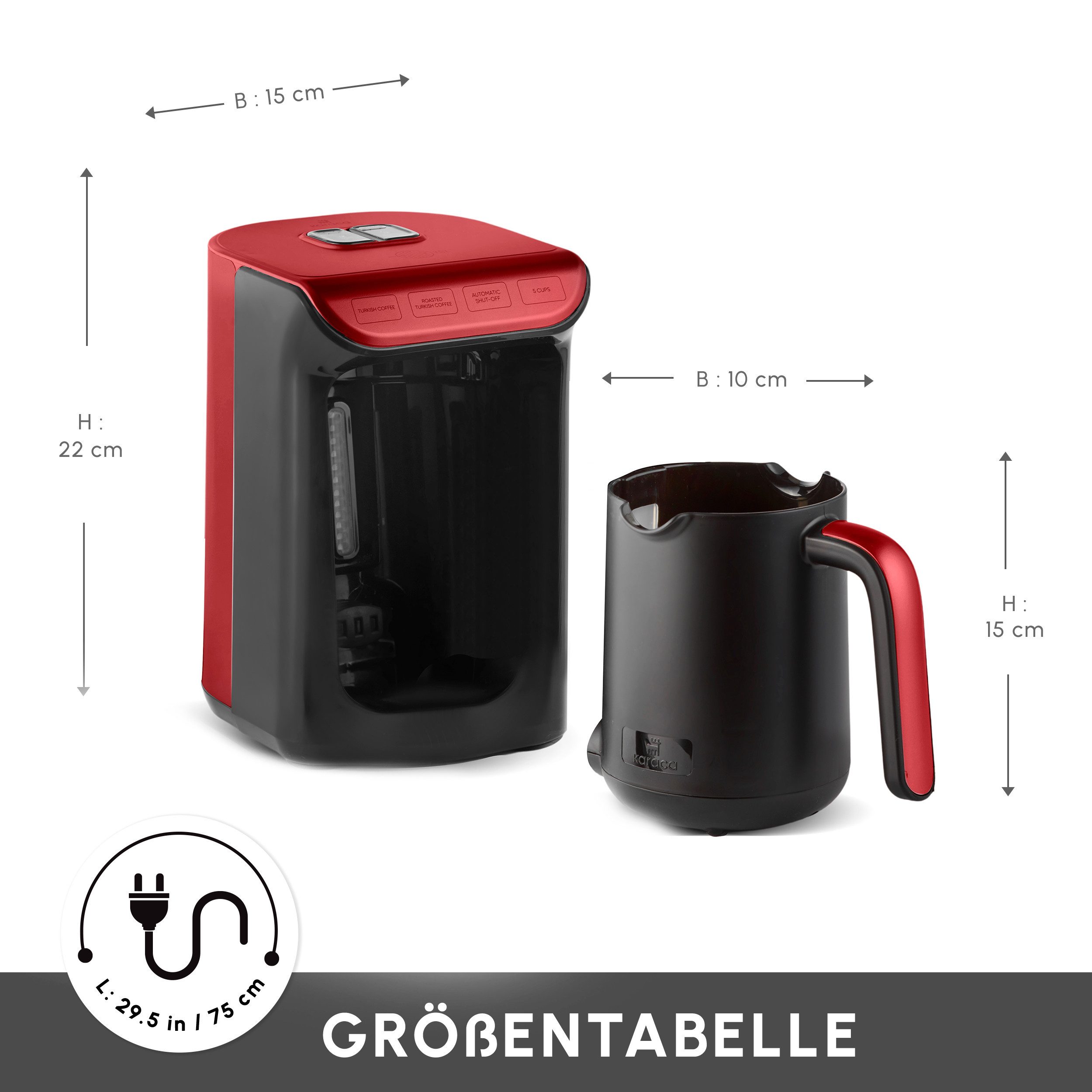 Karaca Espressomaschine Hatır Köz, Türkische Kaffeemaschine mit Milchfunktion Rose 535W 5 Tass