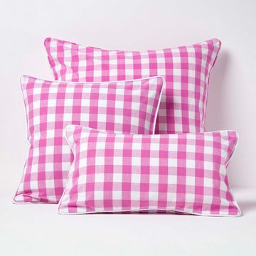 Kissenbezüge Pink karierter Kissenbezug 30 x 50 cm aus 100% Baumwolle, Homescapes