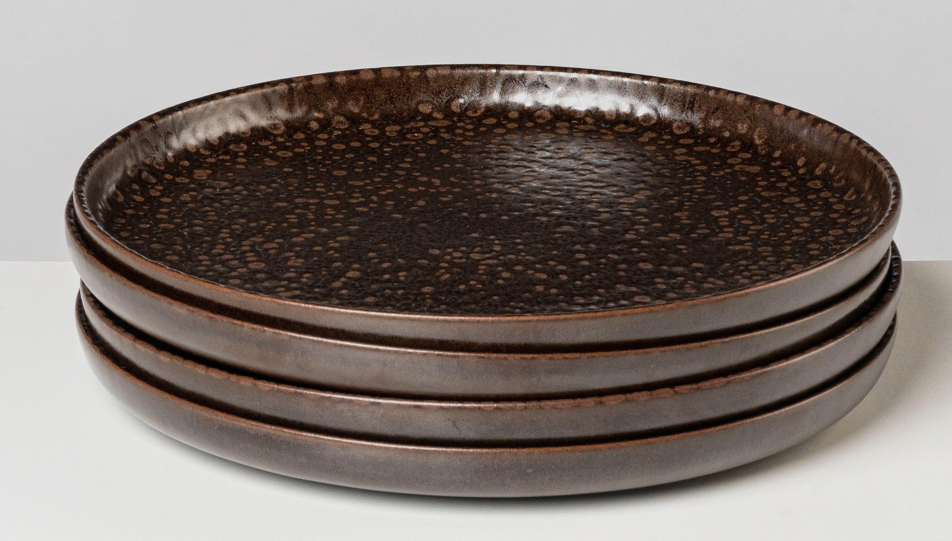 Gipfelstück Тарелка обеденная Glockenklang, (4 St), Scandi-Style, glänzende Reaktivglasur, jedes Stück ein Unikat