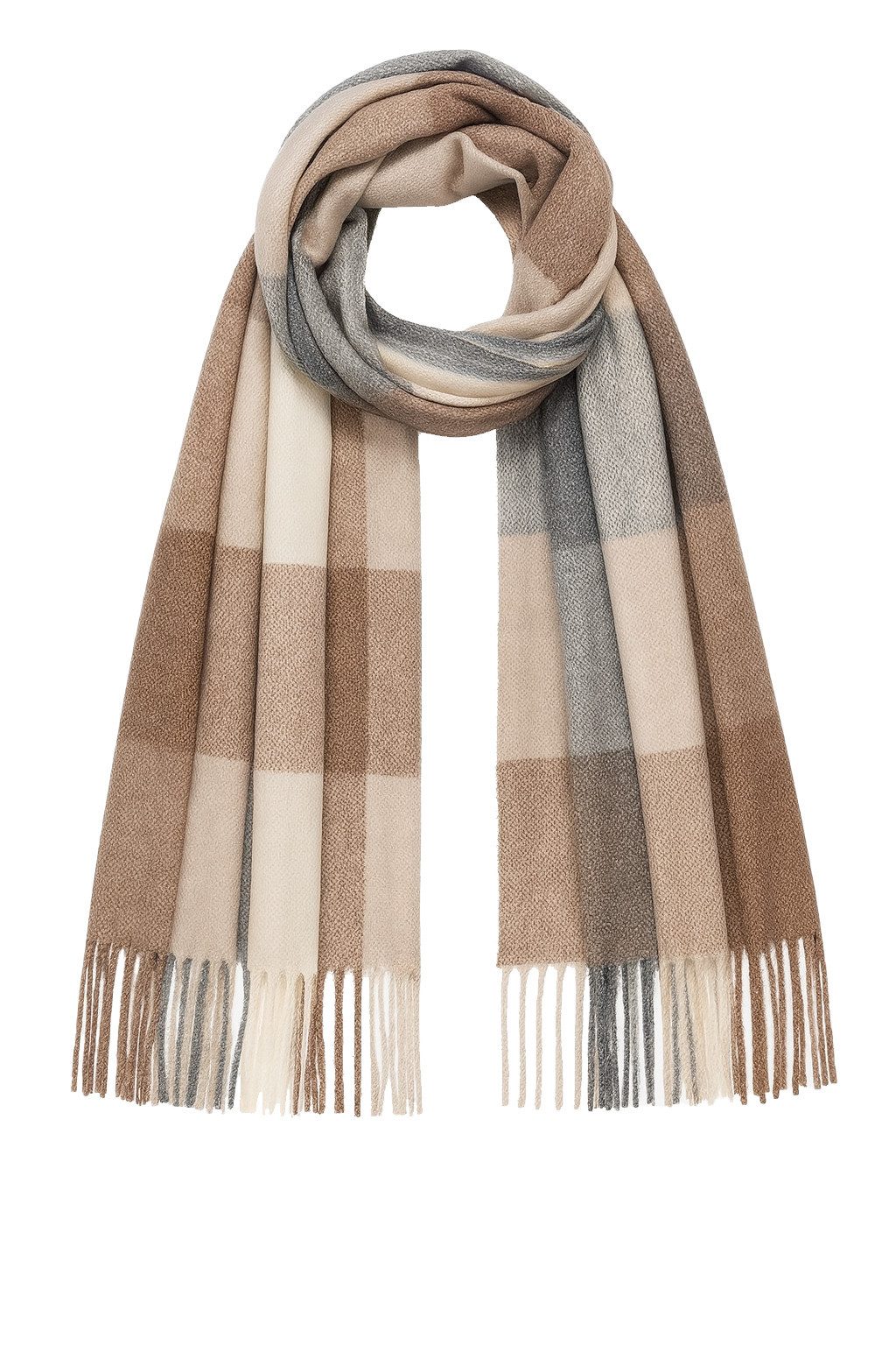 Faera Modeschal Weicher Strick Schal mit Fransen - für Damen, (1-St), Normal Fit Kariert wärmend Casual-Style ideal für Urlaub