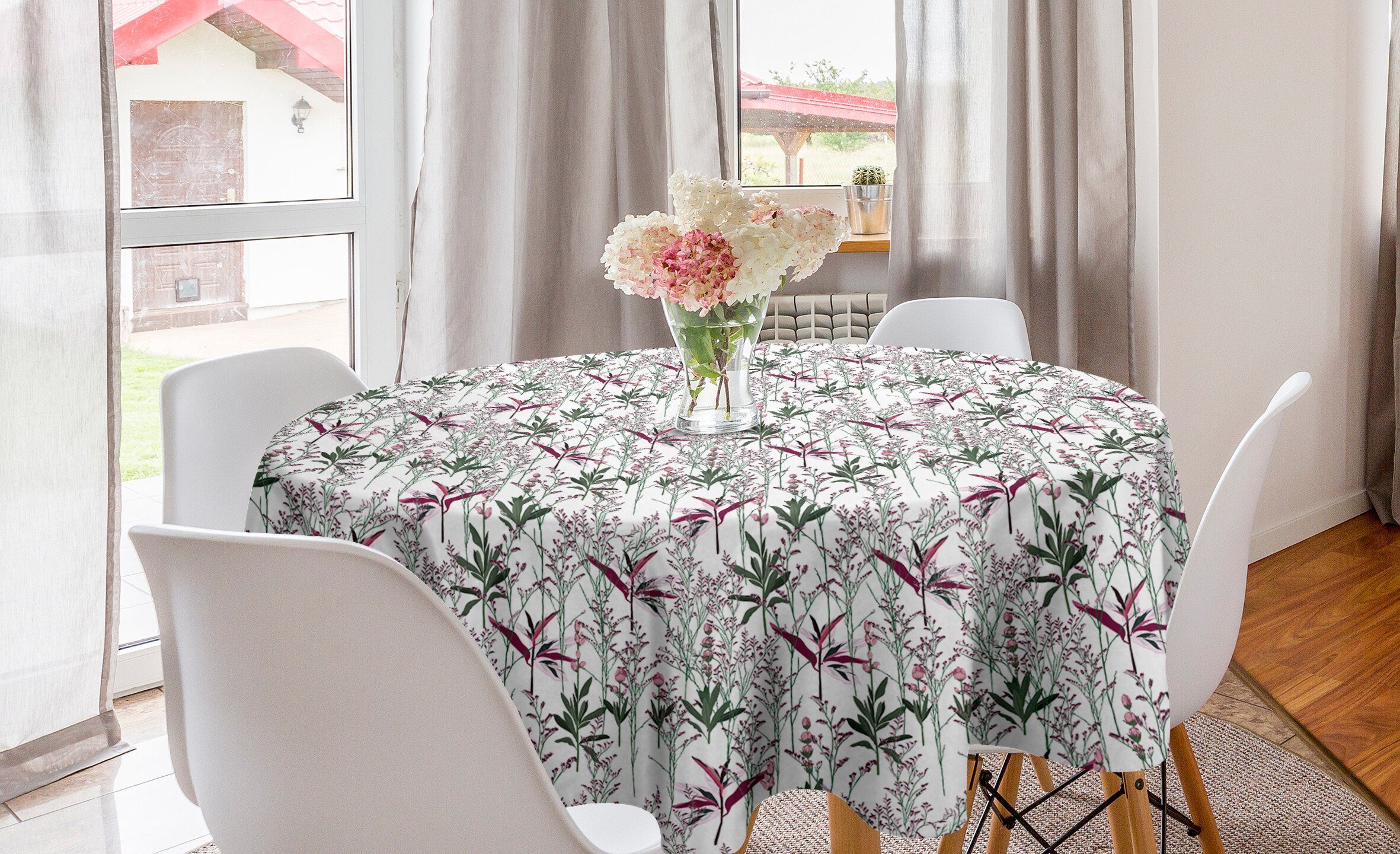 Abakuhaus Tischdecke Kreis Tischdecke Abdeckung für Esszimmer Küche Dekoration, Blumen Garten Artikel belaubte Zweige