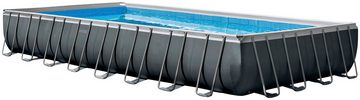 Intex Rechteckpool »Framepool«975x488x132 cm (Set), inkl. ZX300 DELUXE Poolreiniger & Luftmatratze Rainbow Seashell Float