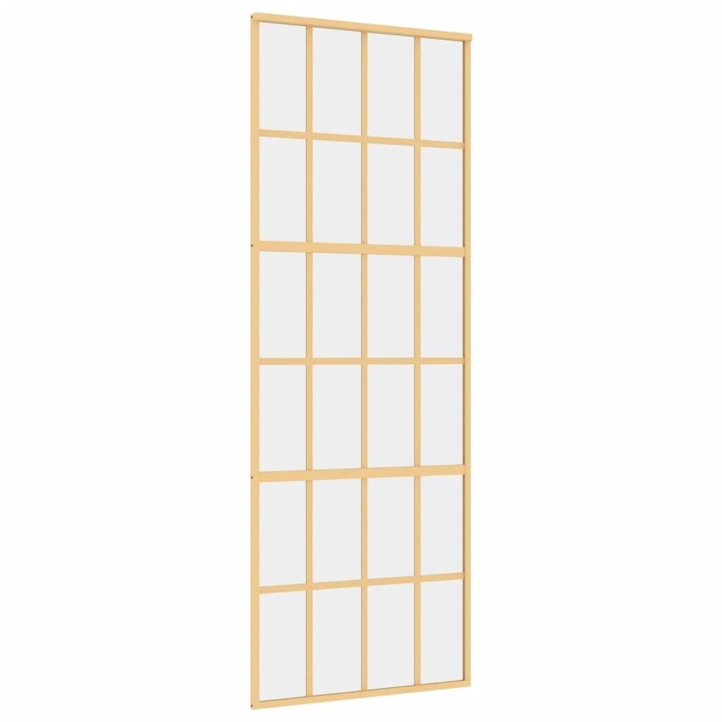 vidaXL Zimmertür Schiebetür Golden 76x205 cm ESG-Klarglas und Aluminium Zimmertür