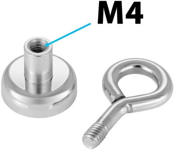 Poppstar Magnethalter Ösenmagnete Neodym, 20 Mini Magnetösen mit mittlerer Haftkraft