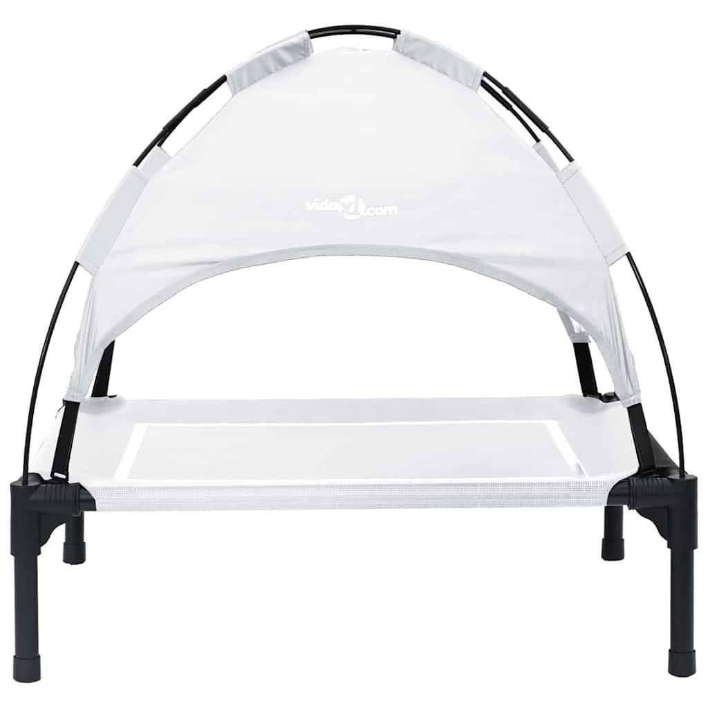 vidaXL Hundekorb 71 x 64 x 71 cm Erhöhtes Hundebett mit abnehmbarem Dach Silber Grau M