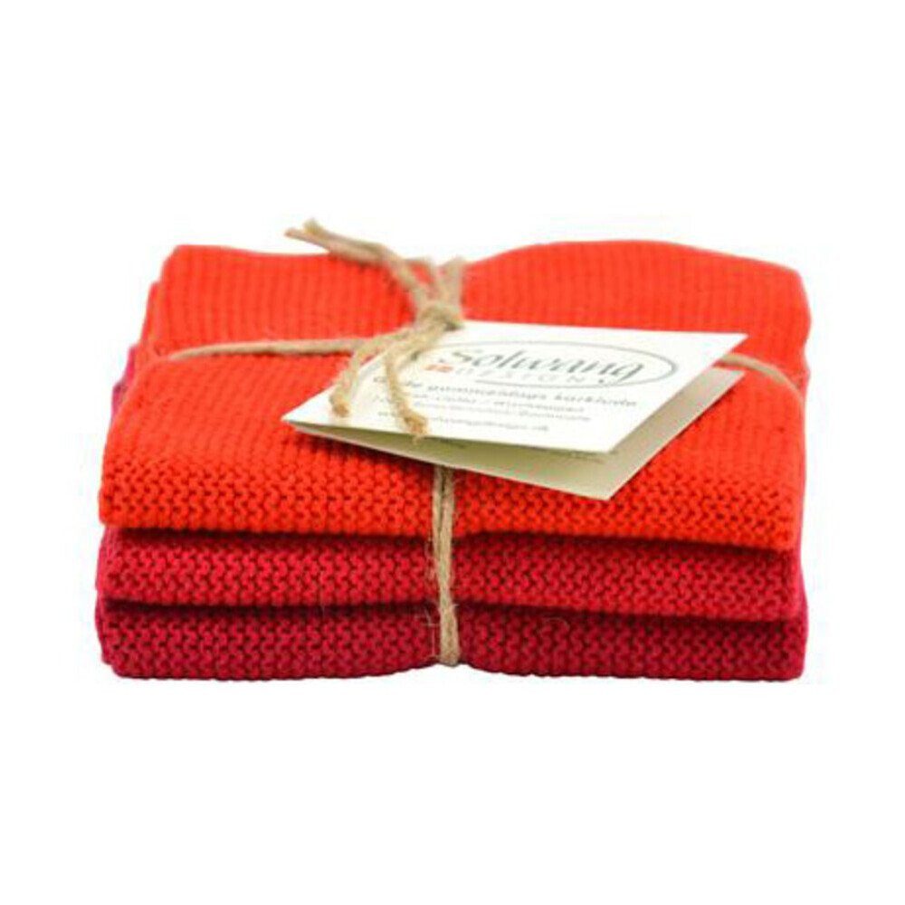 Solwang Spültuch Wischtücher 3er-Pack rot kombi, (Set, 3-tlg), Wischtücher, 3-tlg., 25,00cm, Bio-Baumwolle, rot