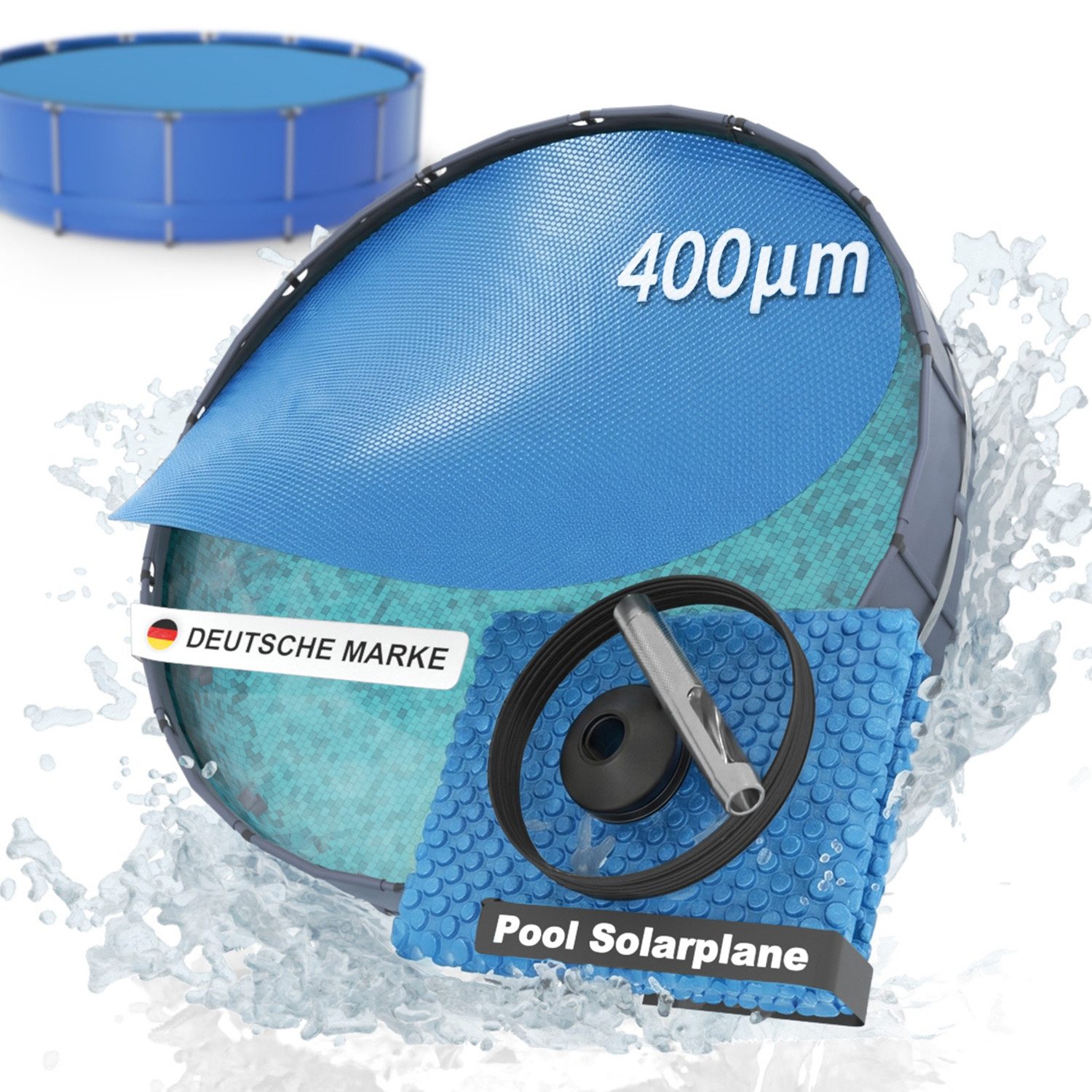 Planenfux® Solarabdeckplane Solarplane Pool rund 400µm schwarz aus PE Noppenfolie, Ø 366 cm: Solarfolie rund für Pools mit Ø 366 cm