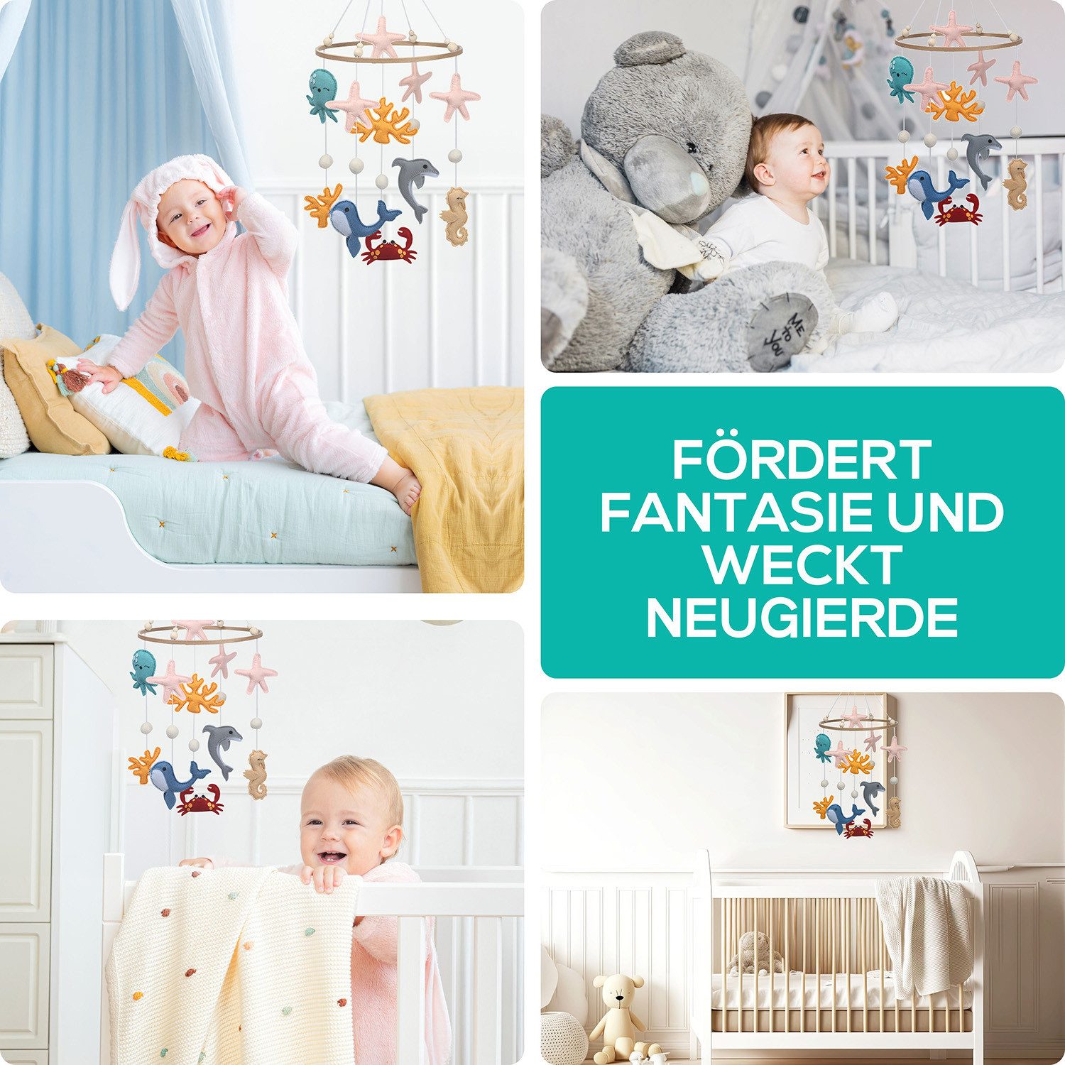 wortek Babymöbel-Set Baby Mobile Windspiel zum Aufhängen Ozean Welt, (Set, günstig online kaufen