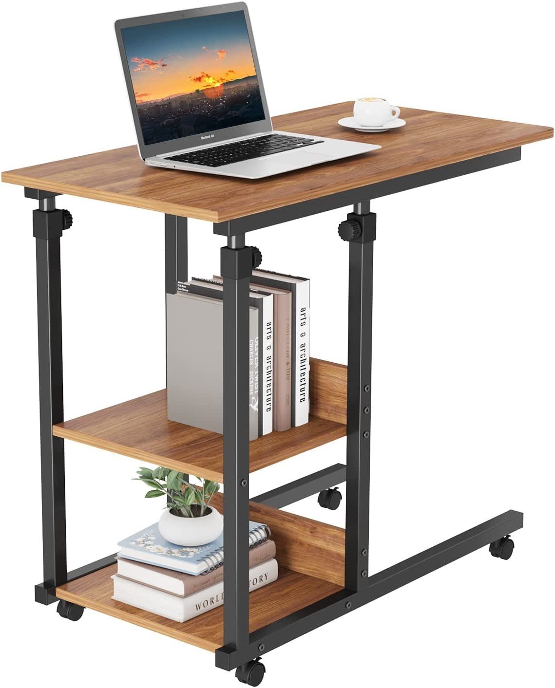 Dripex Laptoptisch Schreibtisch mit Rollen Beistelltisch Höhenverstellbar