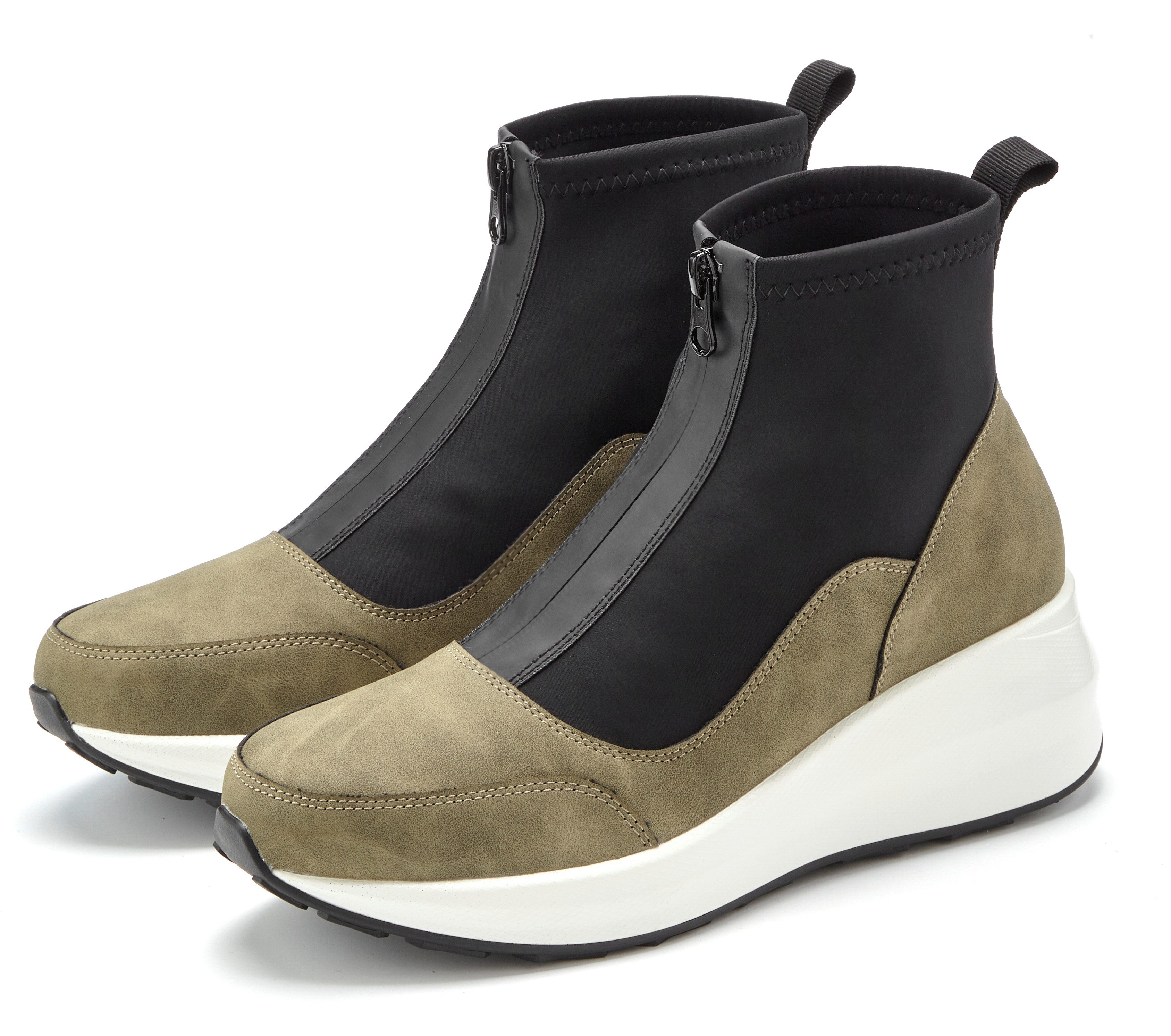 LASCANA Sneaker, Keilstiefelette, Freizeitschuh Stiefelette NEU mit innenliegendem Keilabsatz und Frontreißverschluss VEGAN