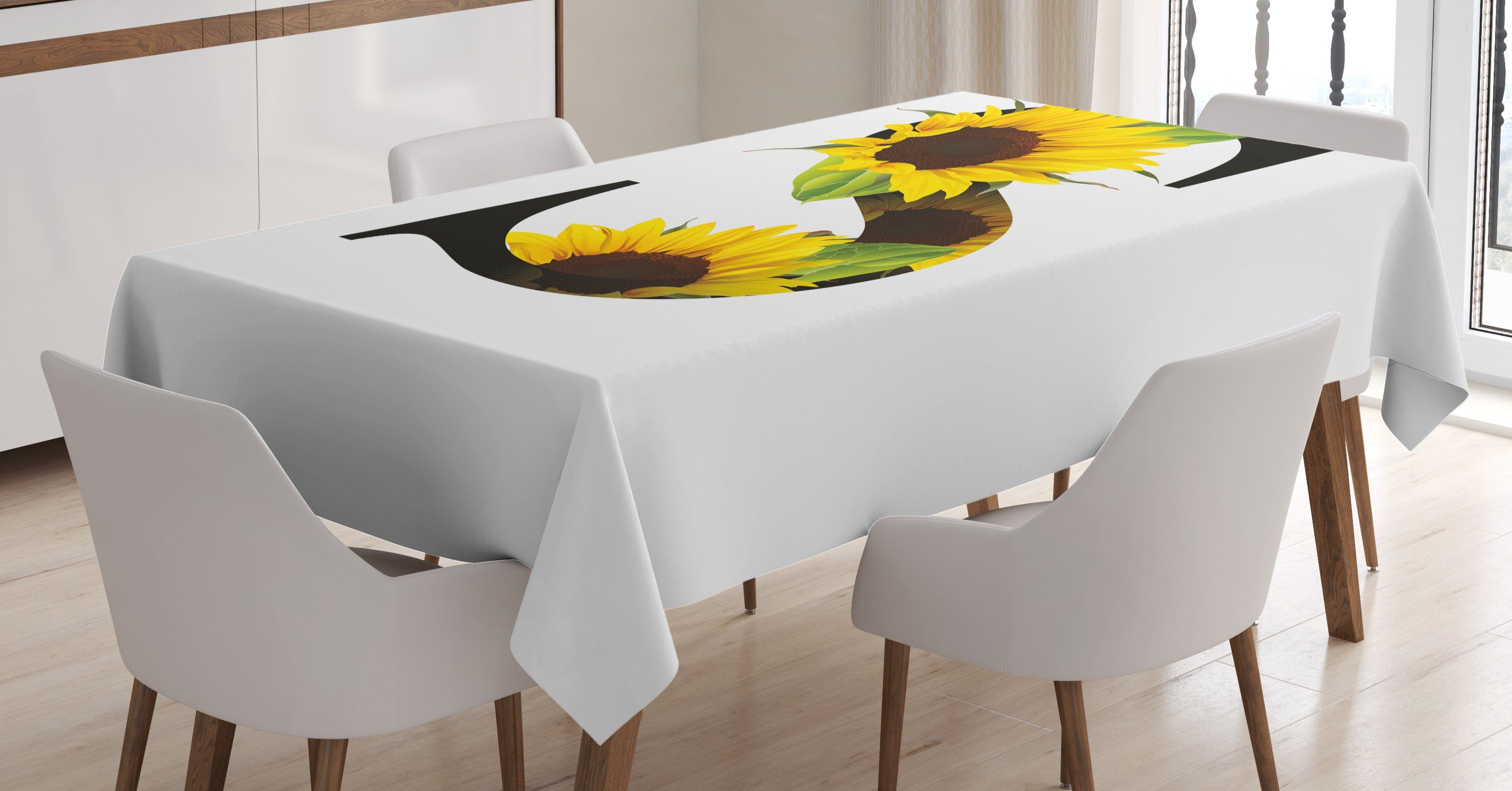 Abakuhaus Tischdecke Farbfest Waschbar Für den Außen Bereich geeignet Klare Farben, Briefe Sunflower Art Design | Tischdecken