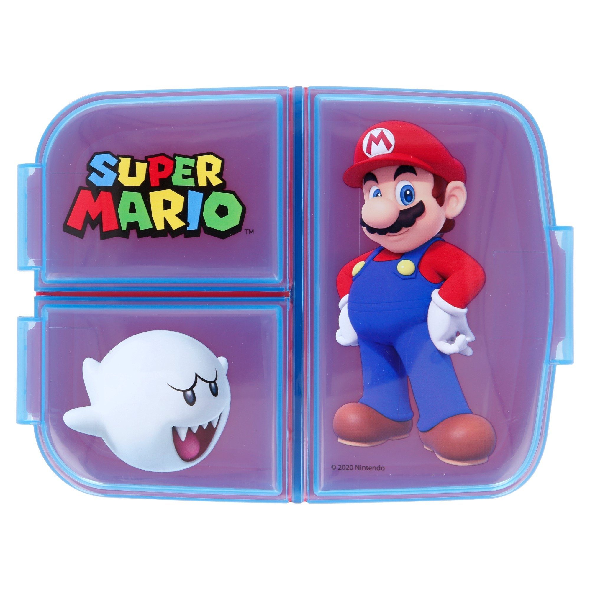Super Mario Lunchbox Super Mario Luigi Kinder 4 teiliges Set, Kunststoff, (4-tlg), Brotdose - Gabel Löffel Alu-Trinkflasche – Bild 3 von 5