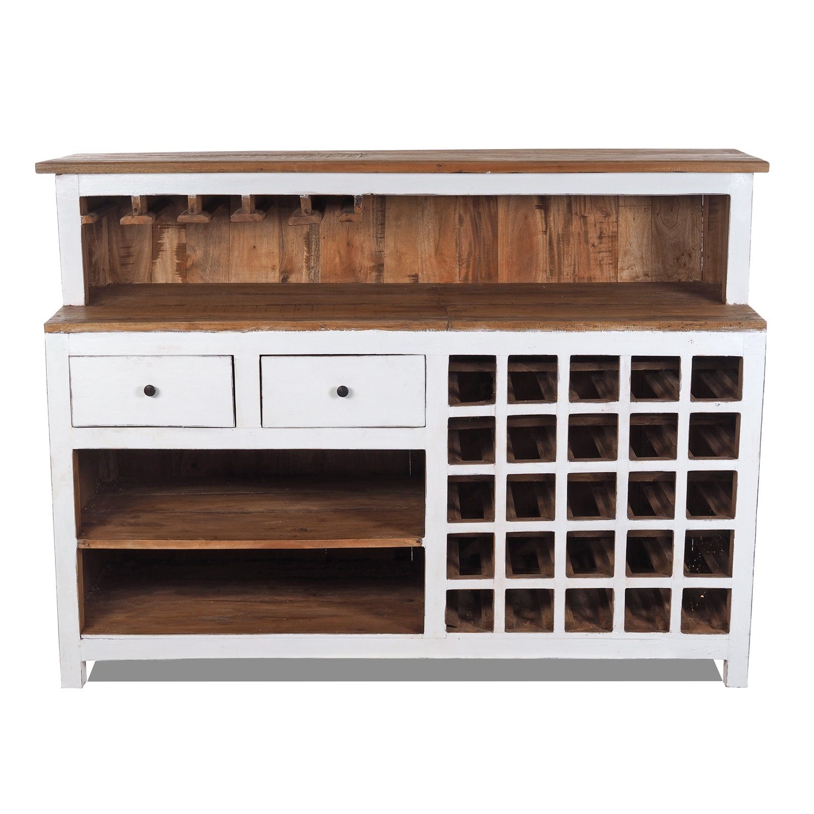 "PUREWOOD", 06 Hausbar, (BxHxT), DESIGN weiß-landhaus Verkaufstresen BARSCHRANK DELIGHTS 150x110x55cm Barschrank