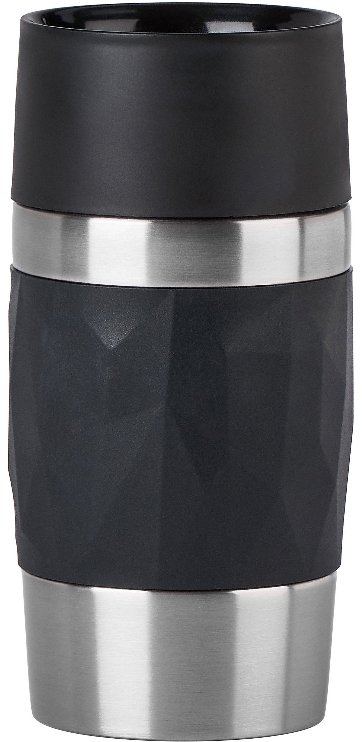 Emsa Thermobecher Travel Mug Compact, Edelstahl, Kunststoff, Silikon, 0,3L, Edelstahl, 3h warm/6h kalt, 360°Trinköffnung, spülmaschinenfest