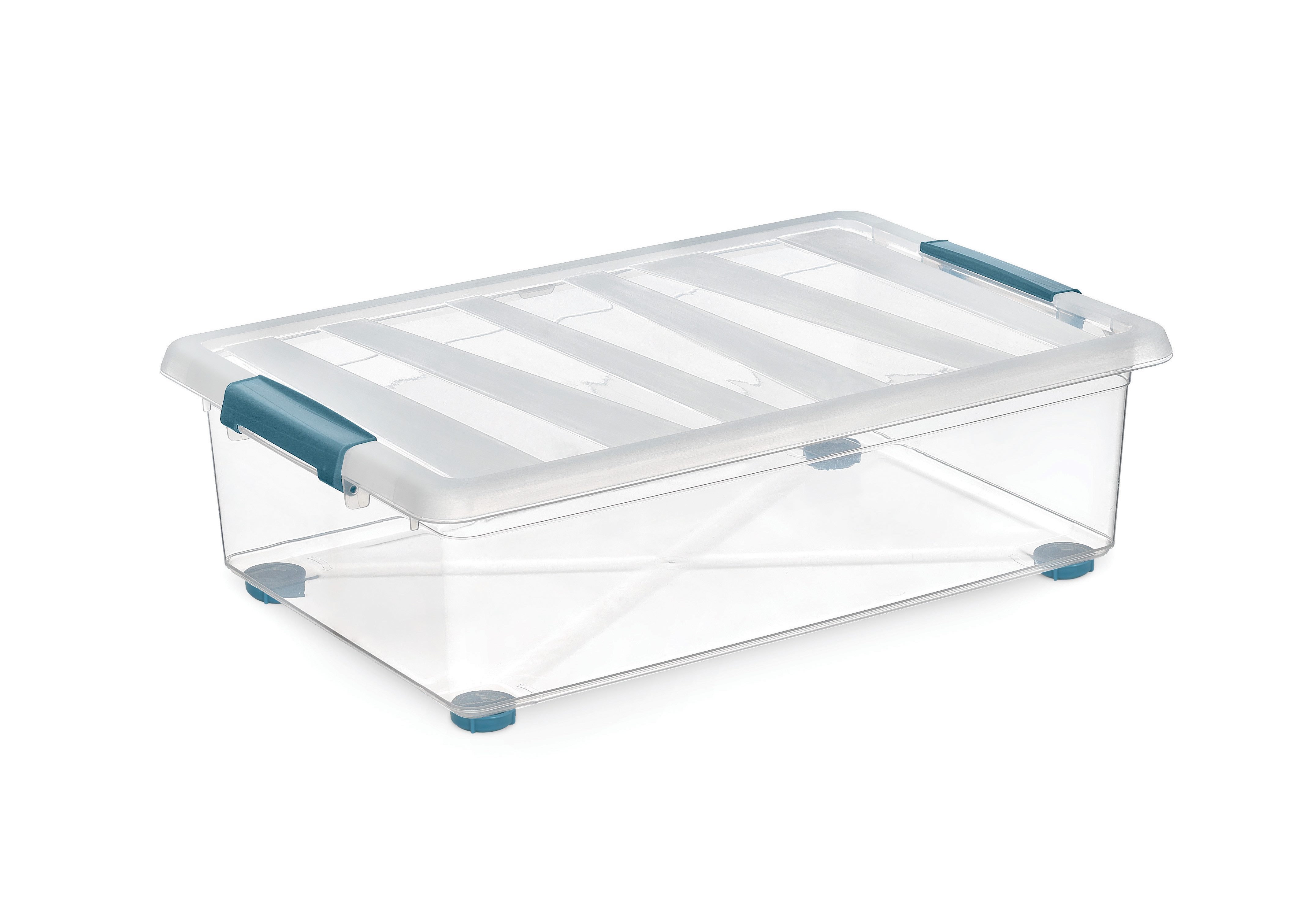 ONDIS24 Allzweckkiste Katla 28l Aufbewahrungsbox Rollbox Unterbettboxen Ordnungssystem (1 St), transparentes Design, mit 4 Rollen - 360° drehbar, mit 2 Griffen