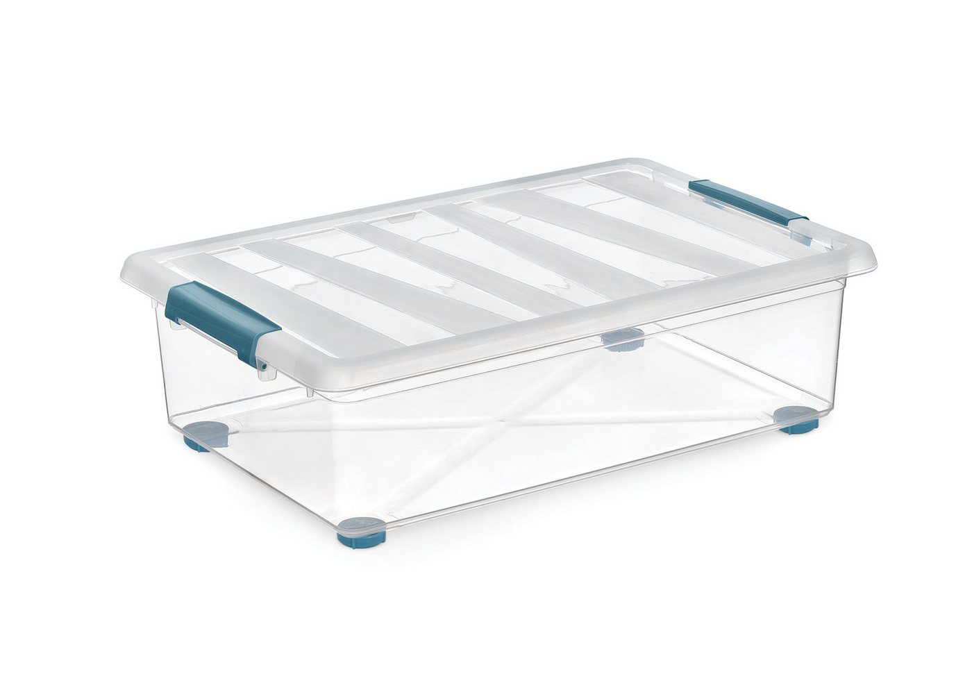 ONDIS24 Allzweckkiste Katla 28l Aufbewahrungsbox Rollbox Unterbettboxen Ordnungssystem (1 St), transparentes Design, mit 4 Rollen - 360° drehbar, mit 2 Griffen
