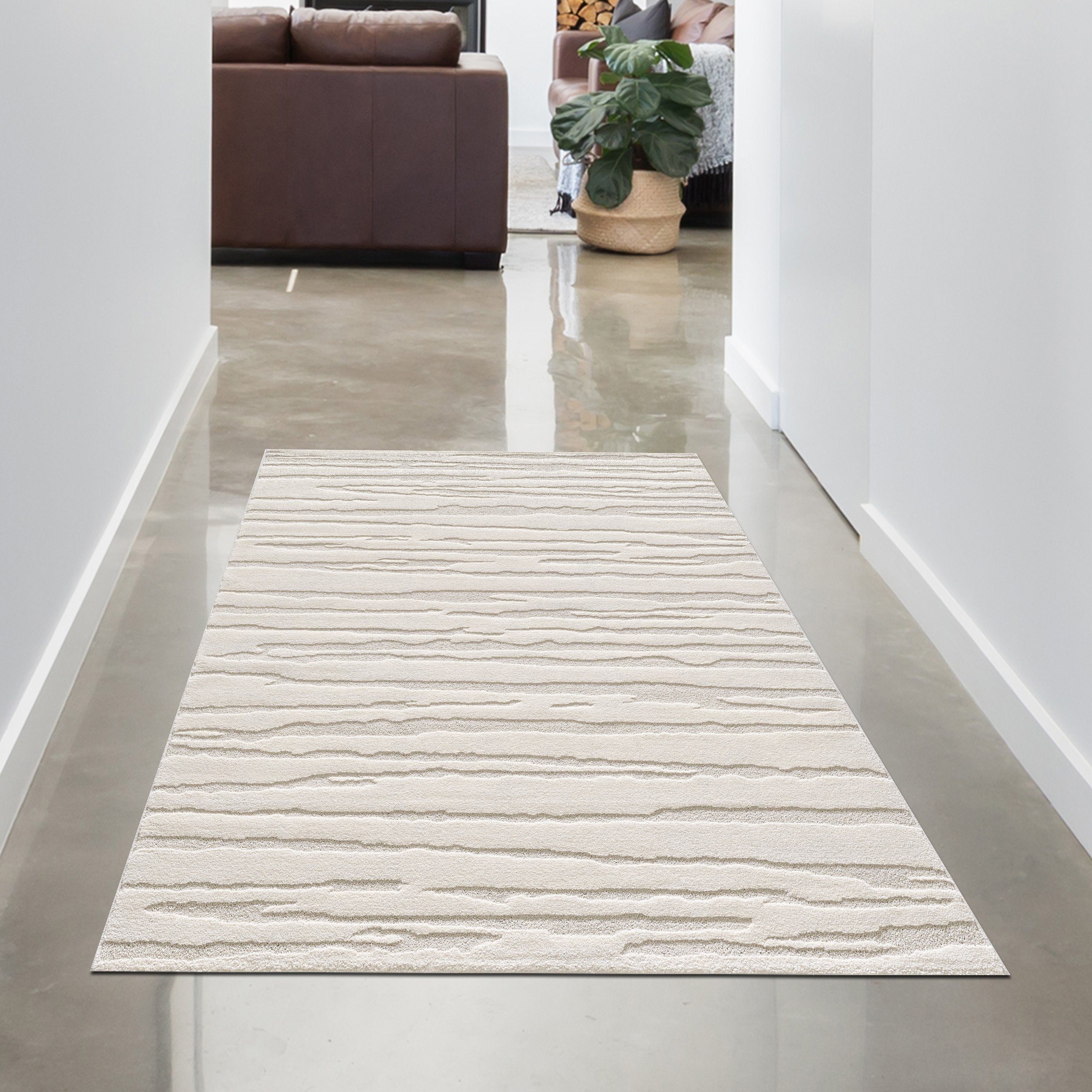 Teppich Designer-Teppich in Creme mit Abstraktem Muster, Carpetia, rechteckig, Höhe: 14 mm