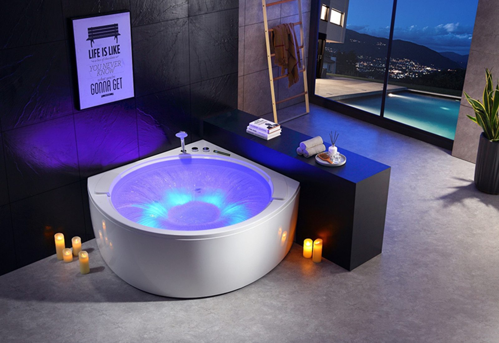 Duwilux Whirlpool-Badewanne LIEFERBAR IN 4-6 WOCHEN 2 Per Whirlpool 150x150 Melbourne Badewanne, (1-tlg), Wasserfallmassage