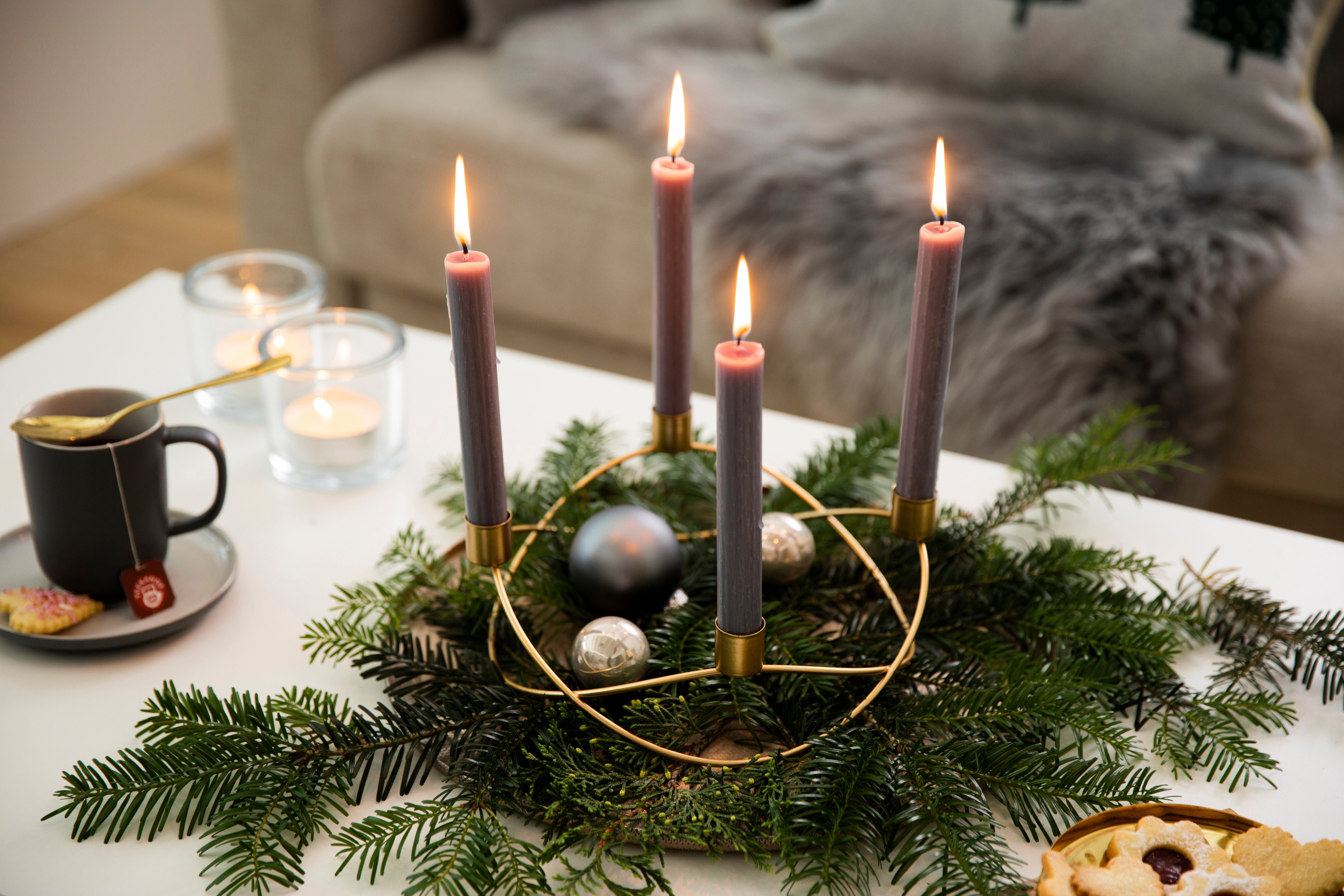Adventsleuchter, Kerzenhalter cm ca. 8 Höhe Metall, Weihnachtsdeko, Design AM aus