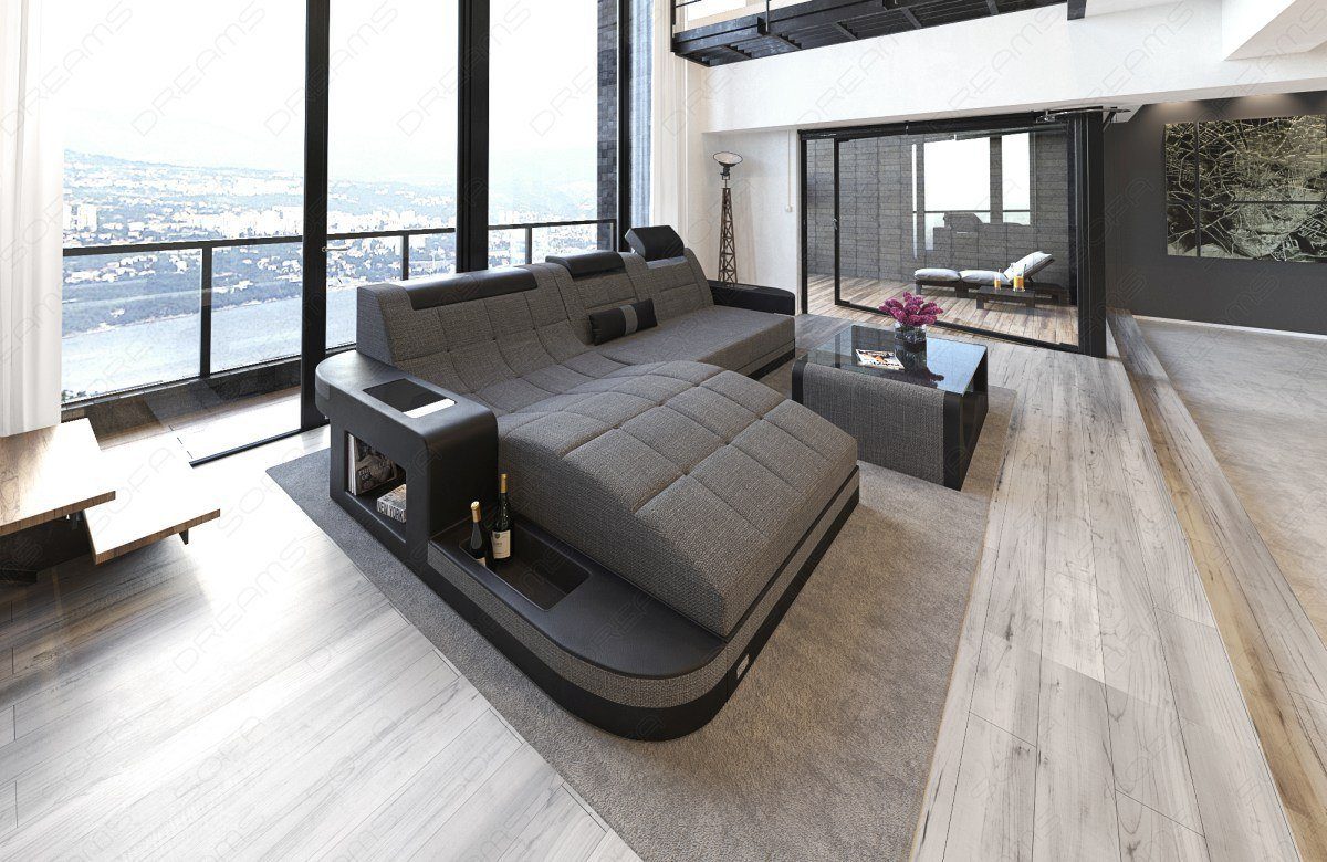 Sofa Dreams Ecksofa Polster Stoffsofa Couch Wave L Form H Strukturstoff Stoff Sofa