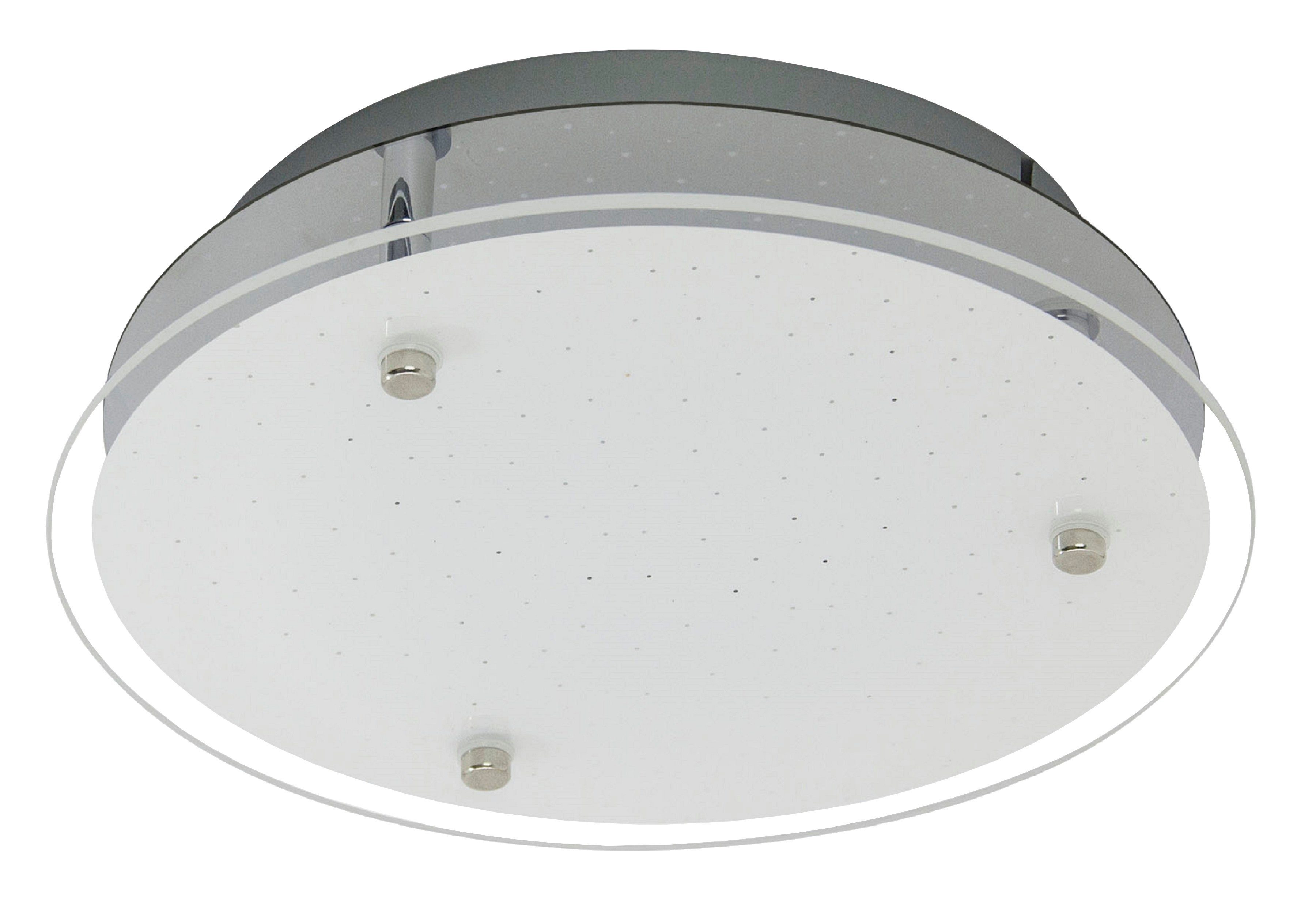 TRANGO LED Deckenleuchte, Dimmfunktion, 3101 IP44 LED Badleuchte *EVA* aus Metall mit Kristalleffekt Glas Lampenschirm, in 3-Stufen dimmbar Deckenlampe, Badezimmerlampe, Wandleuchte, 12 Watt Modul, warmweiß, Feuchtraum geeignet