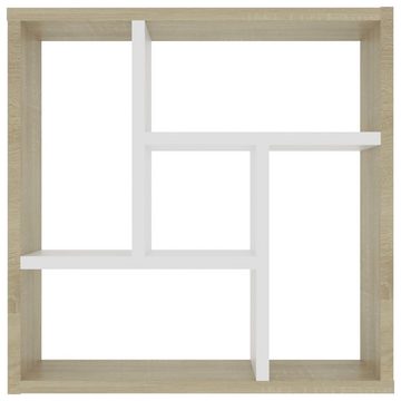 furnicato Wandregal Weiß und Sonoma-Eiche 45,1x16x45,1 cm Holzwerkstoff