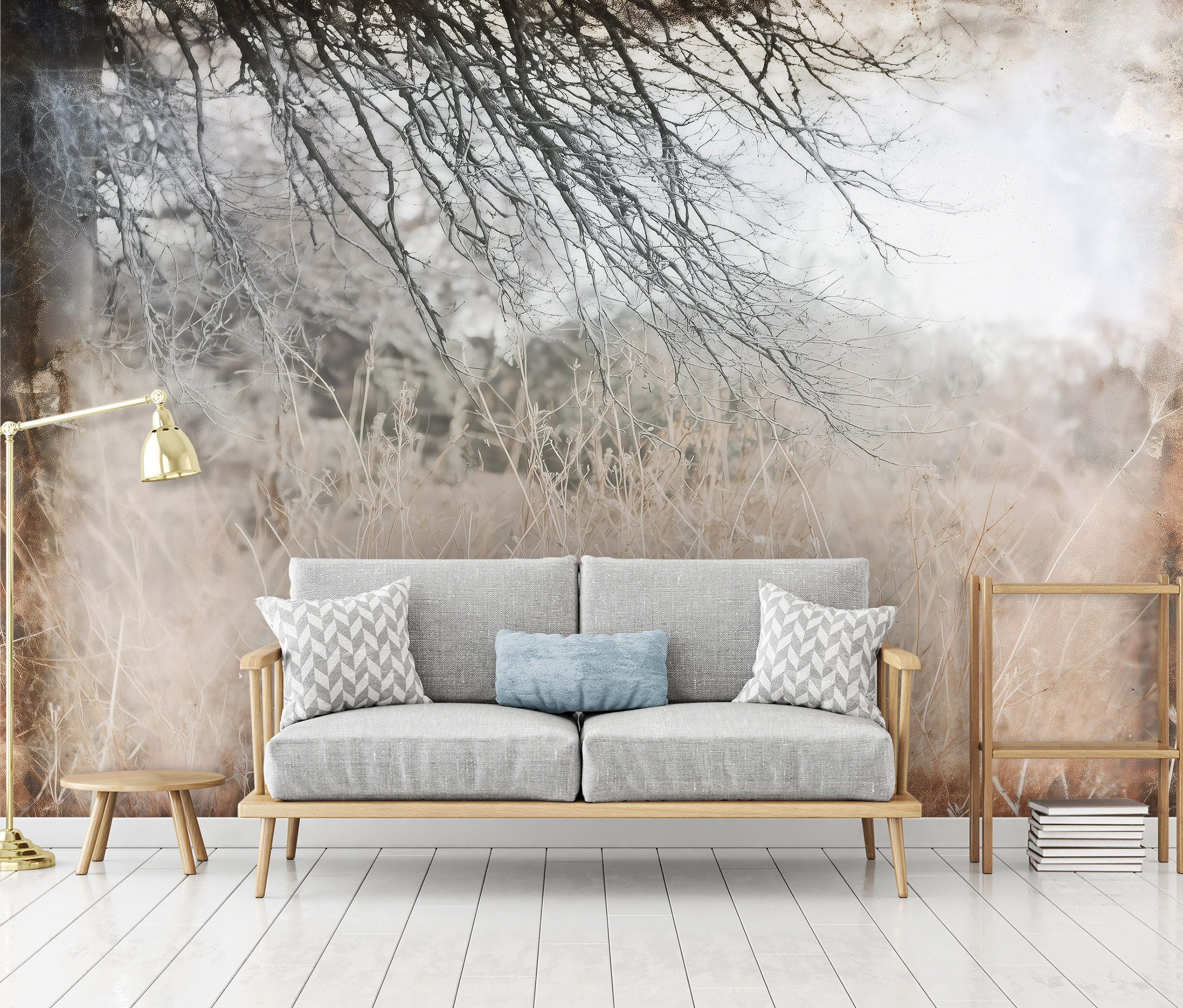 Wallarena Fototapete Ast Natur Grau Beton günstig online kaufen