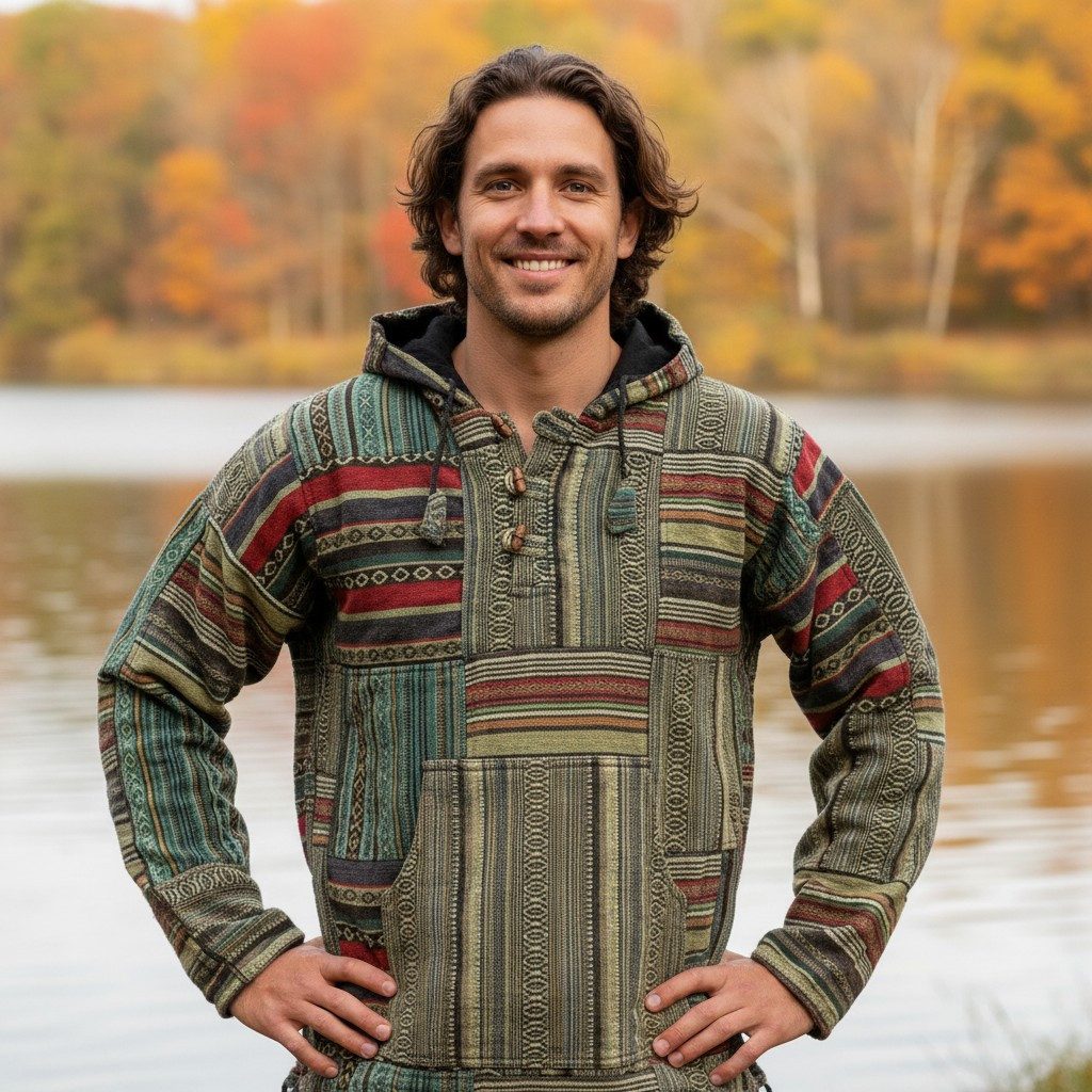 Guru-Shop Sweater Goa Unisex Kapuzenshirt, Stonewash Patchwork.. Hippie, Et günstig online kaufen