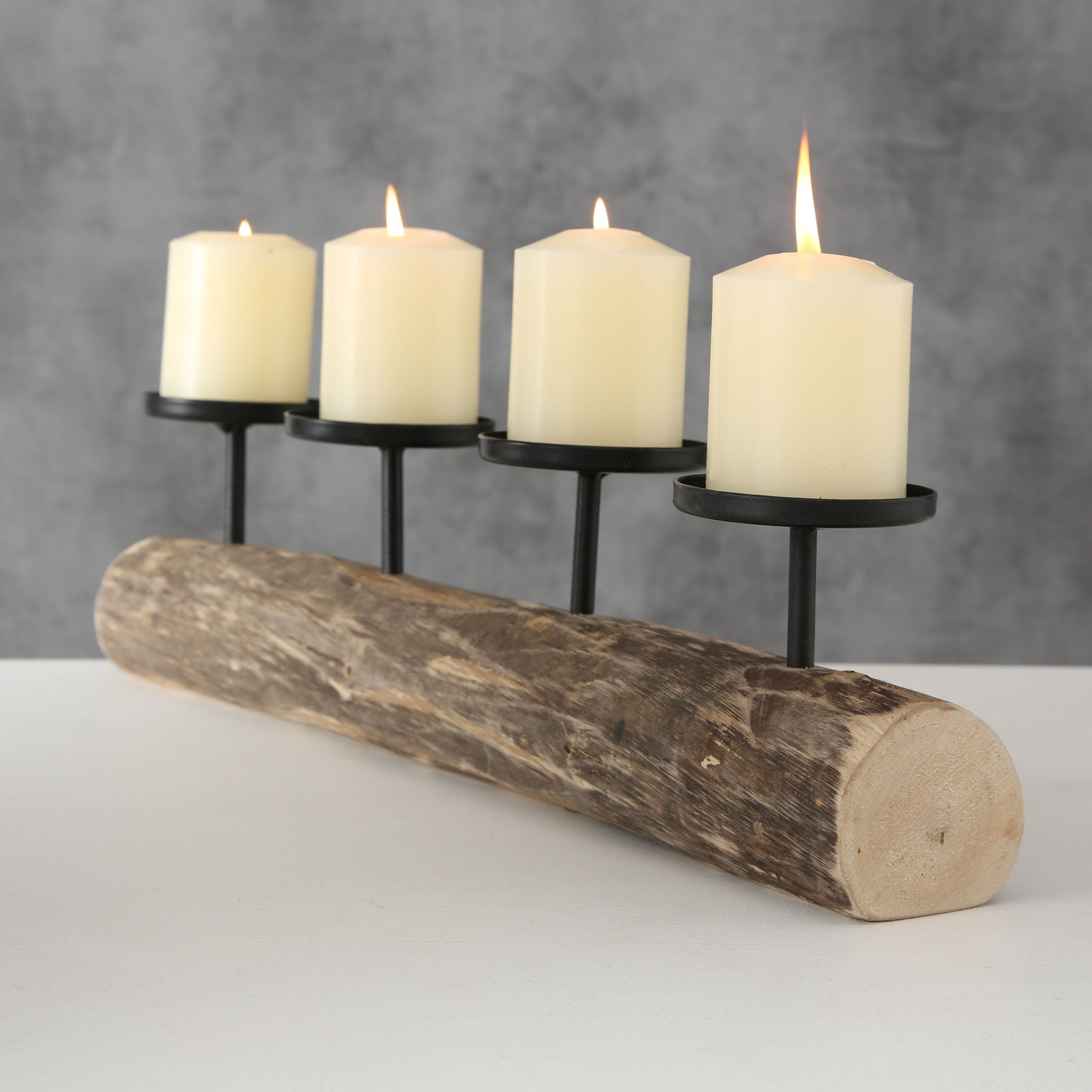 St., Kerzen Naturprodukt, Spetebo 51 4 1 - Holzstamm Eukalyptus Adventsleuchter cm (Inhalt, Adventsständer), für Kerzenhalter
