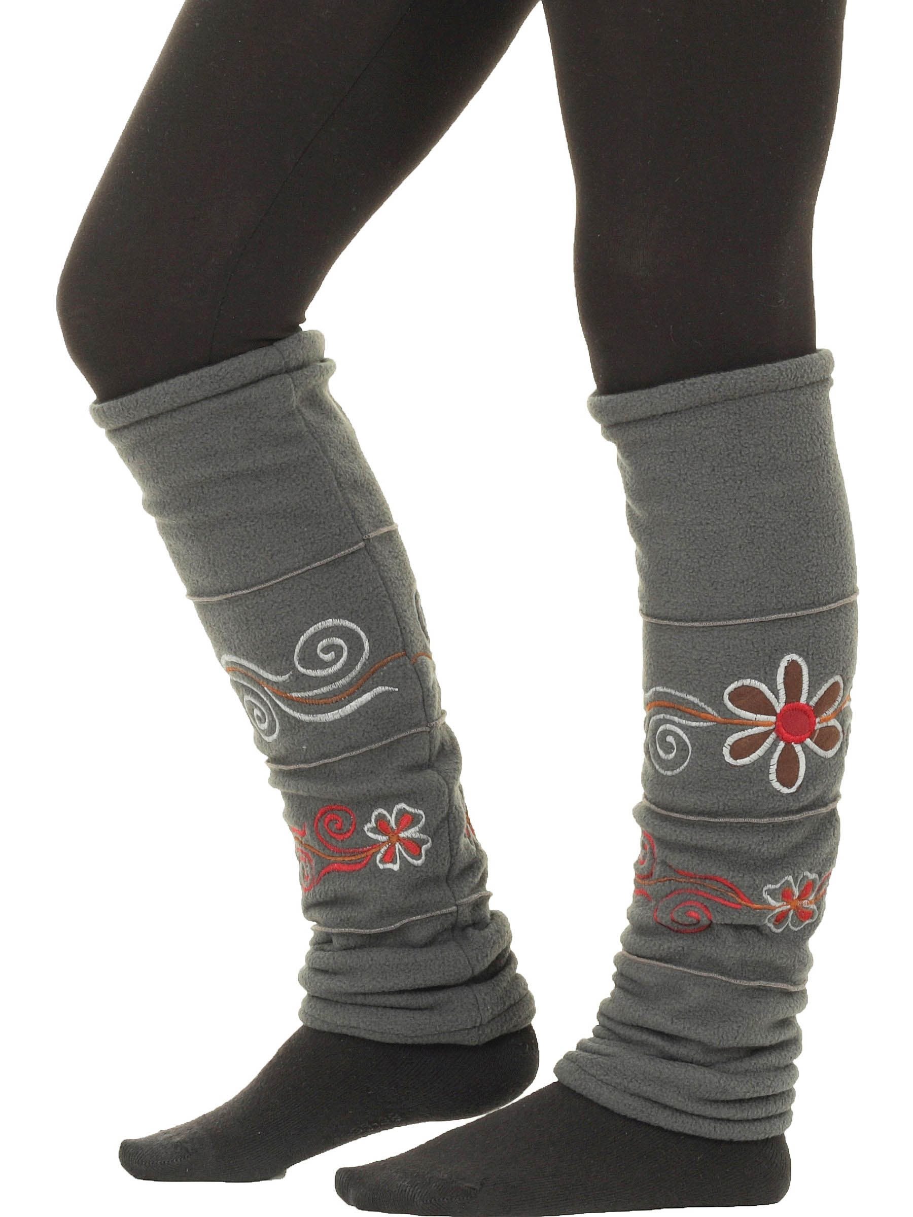 PUREWONDER Beinstulpen Beinstulpen aus Fleece mit bunter Blumenstickerei, S günstig online kaufen