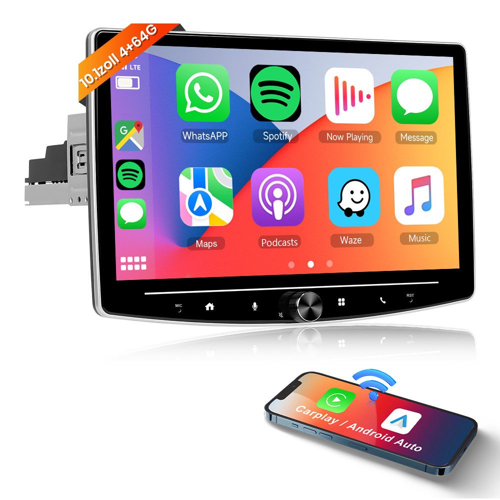 Android 13.0 GPS 10.1 Zoll 360° drehbarer Bildschirm HD 1Din Autoradio