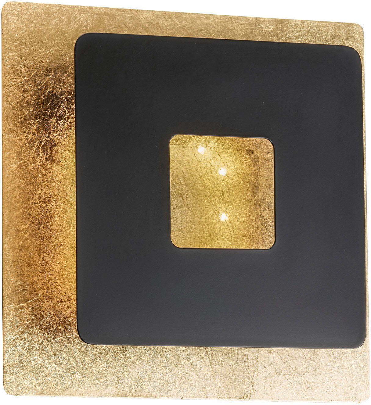 LED-Wandleuchte Hennes, Breite 18 cm, blattgold/schwarz günstig online kaufen