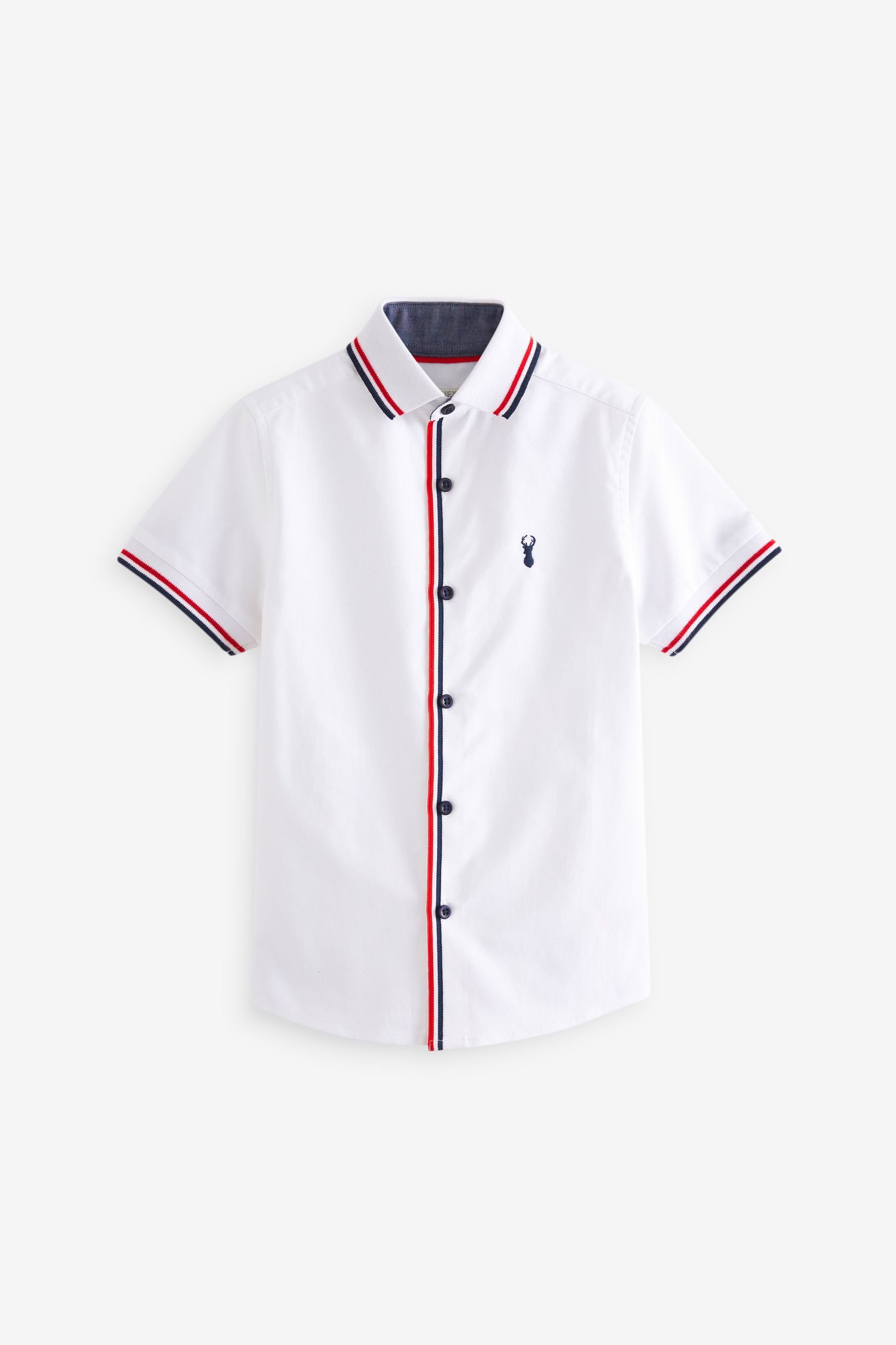Next Kurzarmhemd Kurzärmeliges Hemd Blockfarben (1-tlg) White/Red mit
