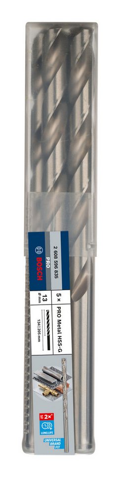 Thumbnail - BOSCH Metallbohrer Pro Metal HSS-G, (5 Stück), 13 x 134 x 205 mm - 5er-Pack