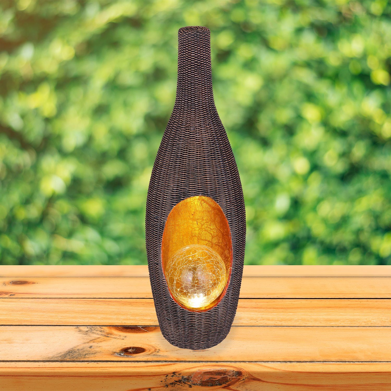 Vase Leuchte Solarleuchte Außen Solar Solarleuchte Garten bmf-versand LED mit Rattan Solarlampe