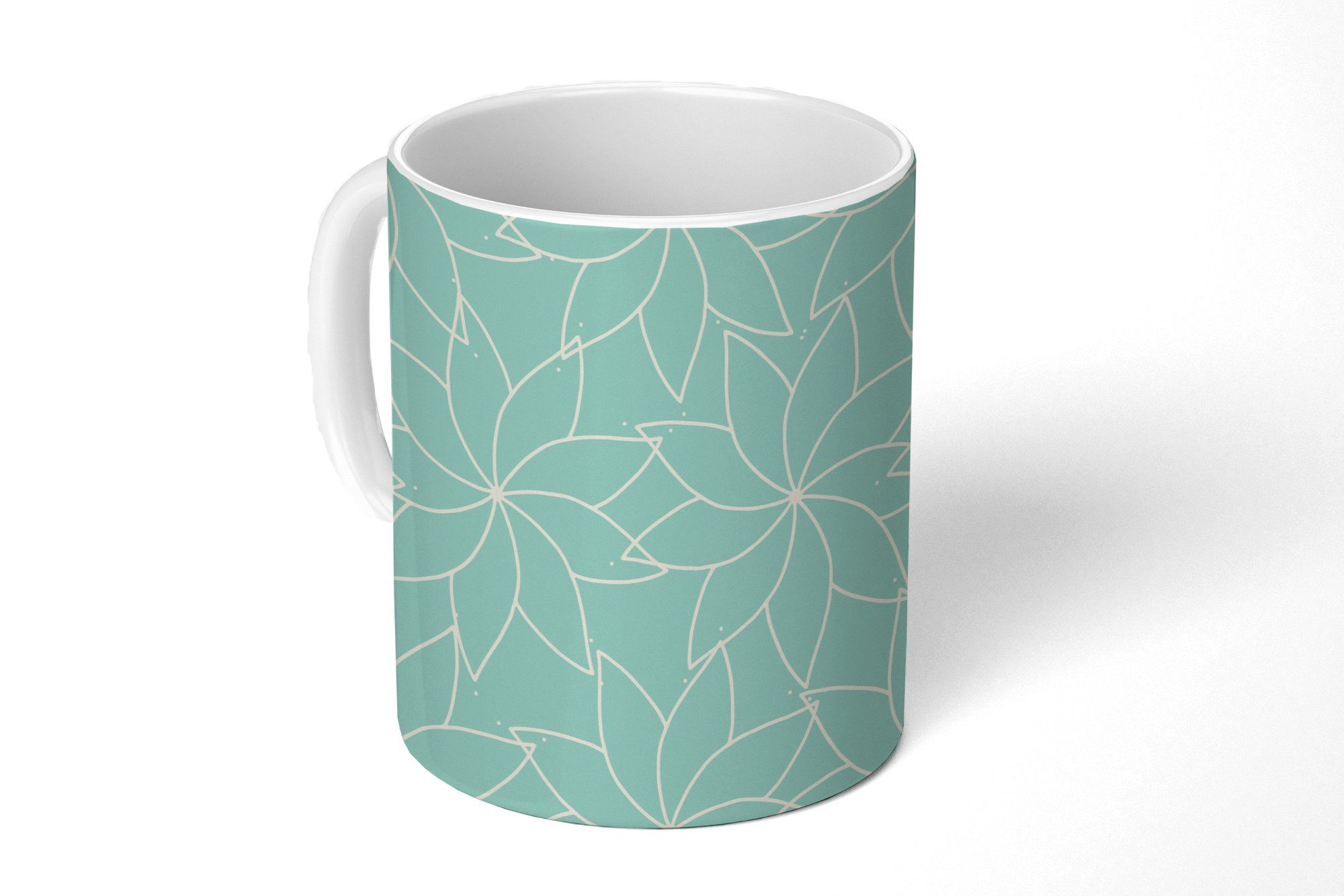MuchoWow Tasse Blau - Mandala - Entwurf, Keramik, Kaffeetassen, Teetasse, Becher, Teetasse, Geschenk
