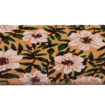 Fußmatte Kokos Fußmatte mit Blumen, relaxdays, Höhe: 20 mm