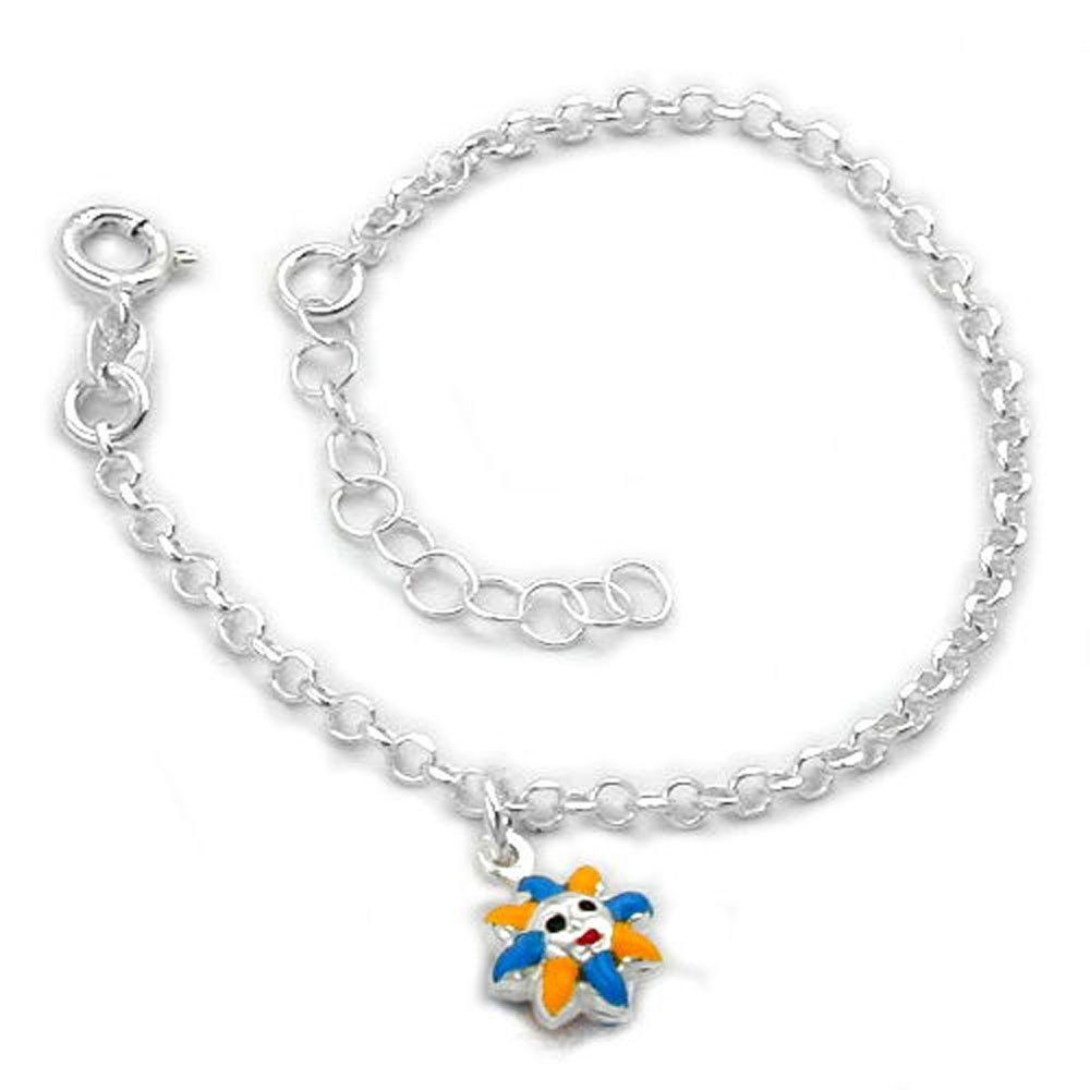 unbespielt Gliederarmband Kinder Armband lackiert inklusive mm Sonne für farbig Schmuckbox, cm Silber Silberschmuck Kinder Erbskette 14 2,4 925