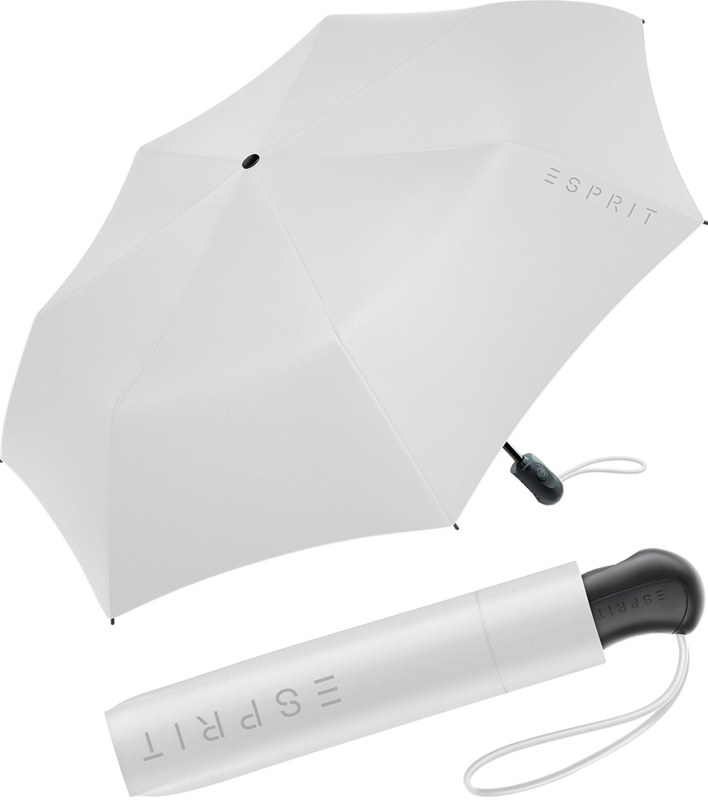 Esprit Taschenregenschirm Damen Easymatic Light Auf-Zu Automatik FJ 2023, stabil und praktisch, in den neuen Trendfarben alt-weiß