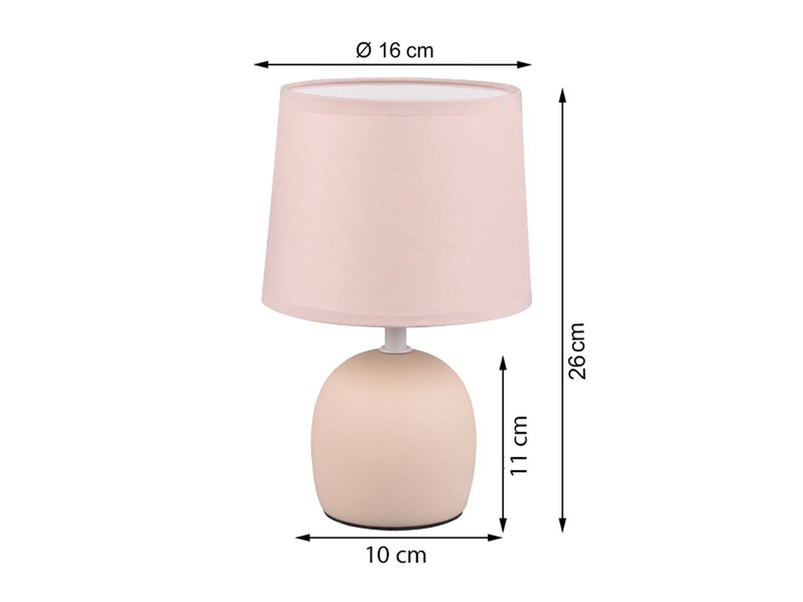 Reality Leuchten LED Nachttischlampe, Dimmfunktion, LED wechselbar, Warmweiß, kleine skandinavische Landhausstil mit Stoff Lampenschirm Beige, 26cm
