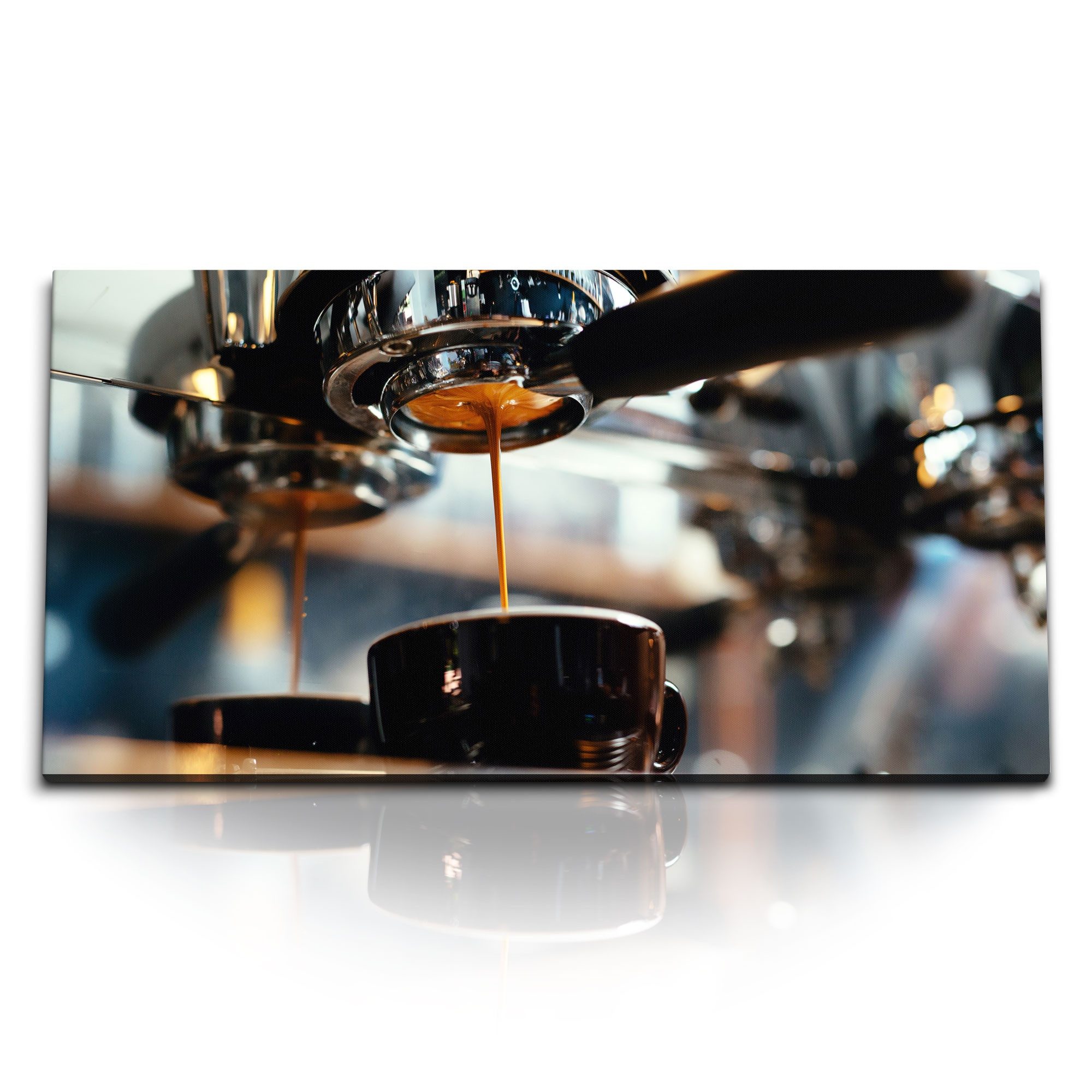 Leinwandbild Kunstdruck Bilder 120x60cm Barista Kaffee Kaffeebar Kaffeemaschine Vin