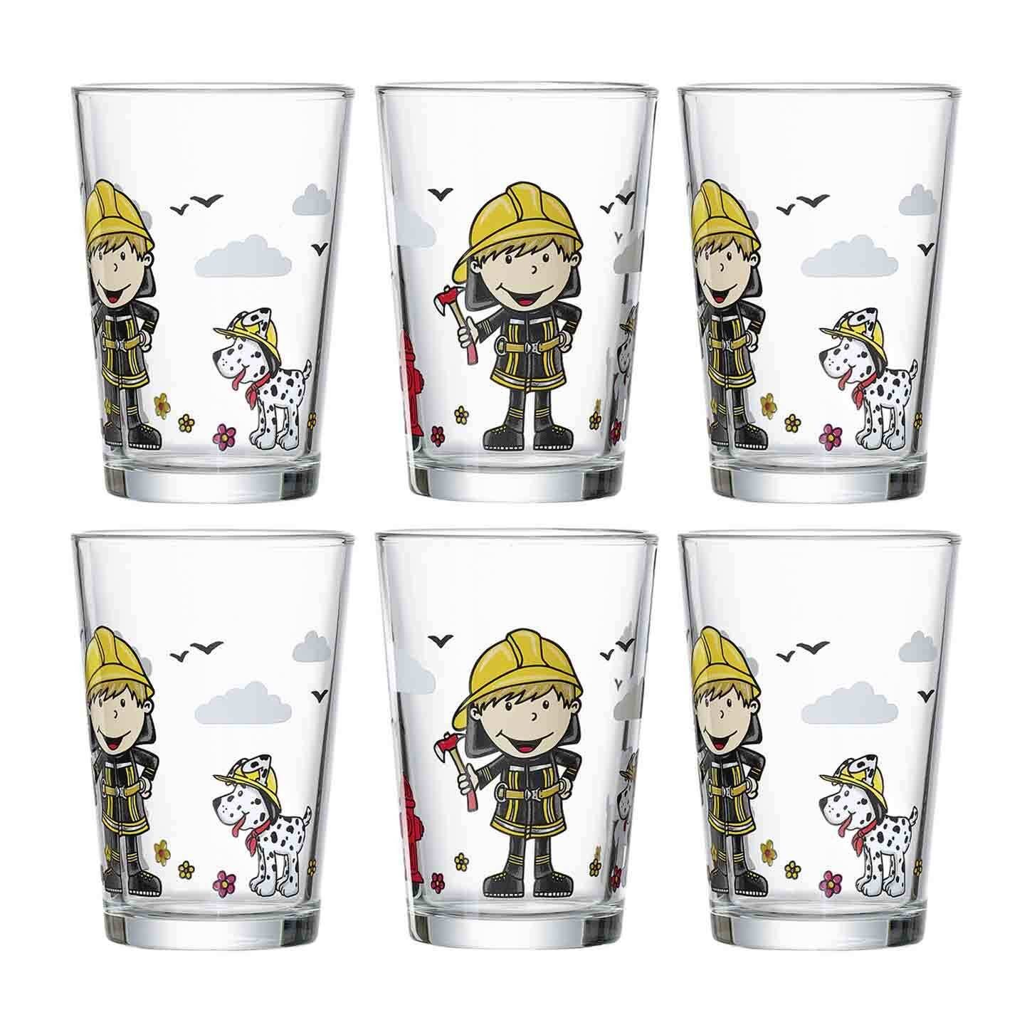 Kinderbecher Feuerwehrmann Bernie Kindergläser 205 ml 6er Set