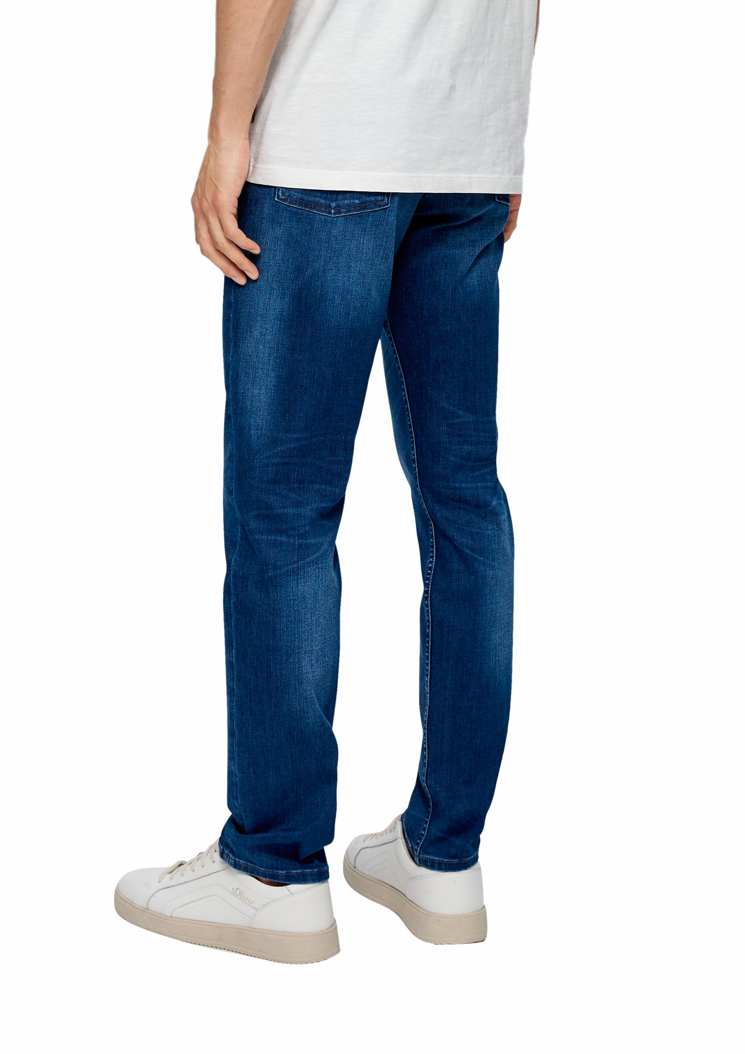 Patch Jeans dunkelblau Stoffhose Label Rise s.Oliver Straight Label-Patch / Slim / Waschung, Mid / Fit Leg / Keith