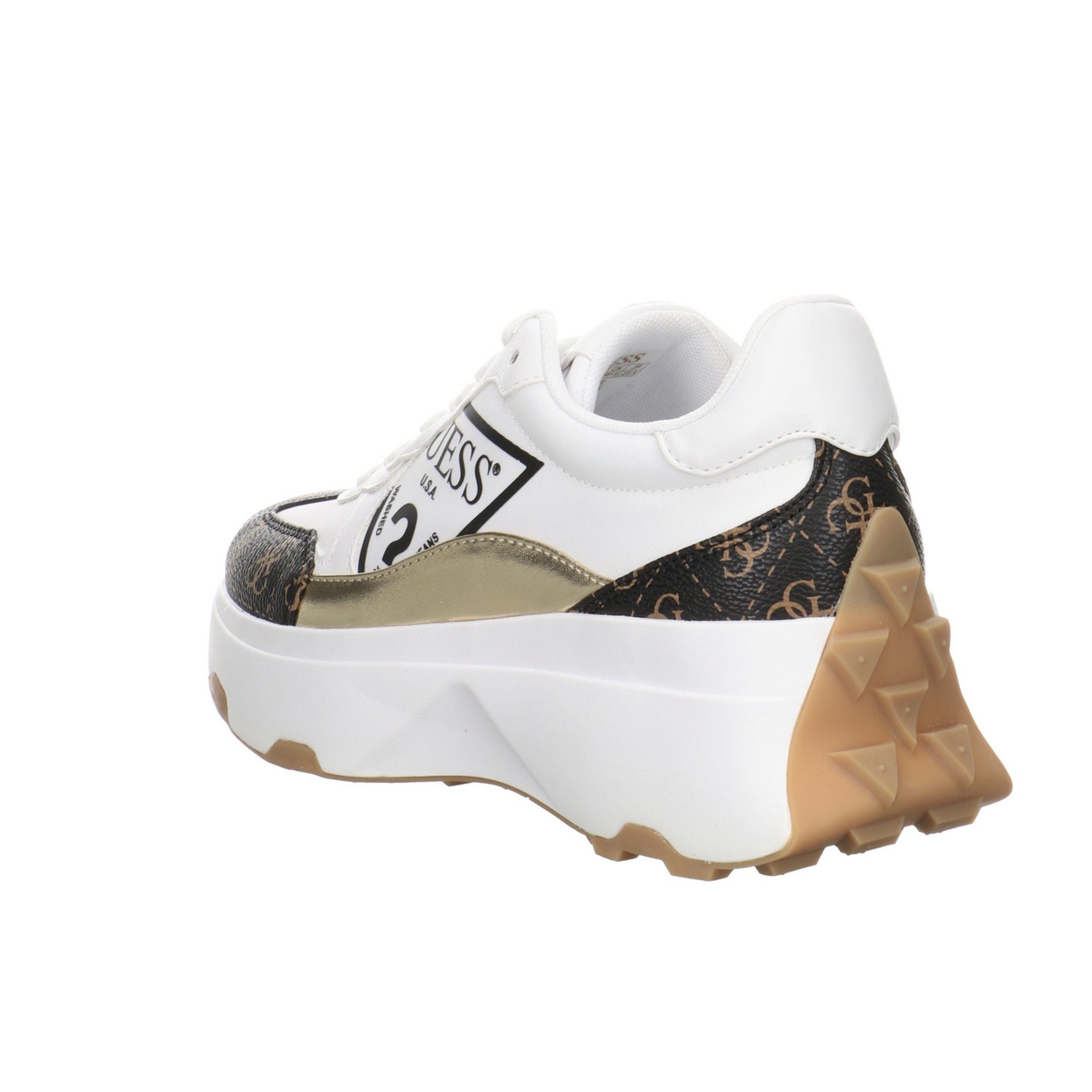 GUESS CONNECT Guess Damen Sneaker Schuhe Calebb Runner Schnürschuh Sneaker Synthetikkombination white/brown/ocra